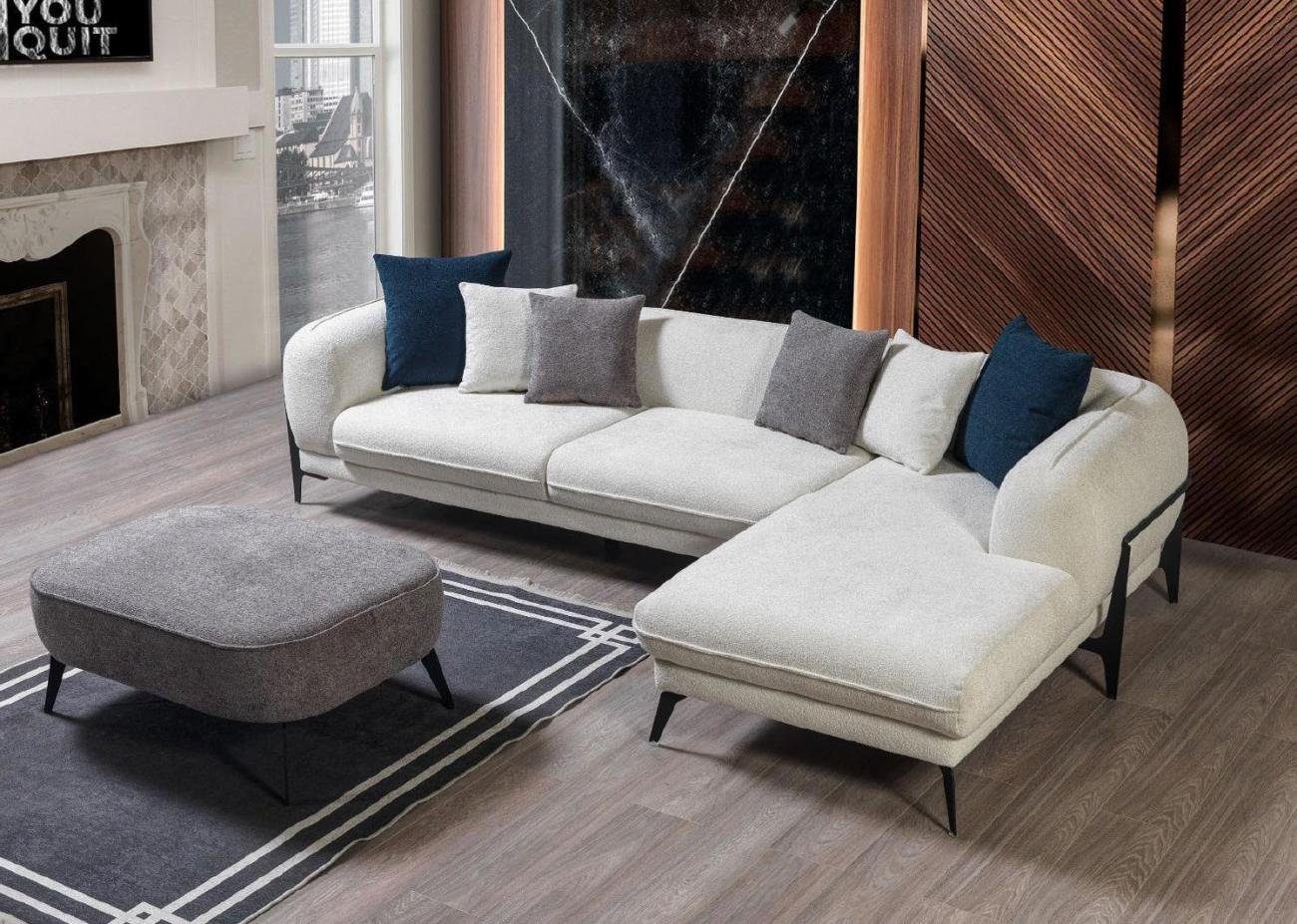 JVmoebel Ecksofa Weißes Ecksofa L-Form Couch Wohnzimmer Couchen Sofas Moderne, 2 Teile, Made in Europa