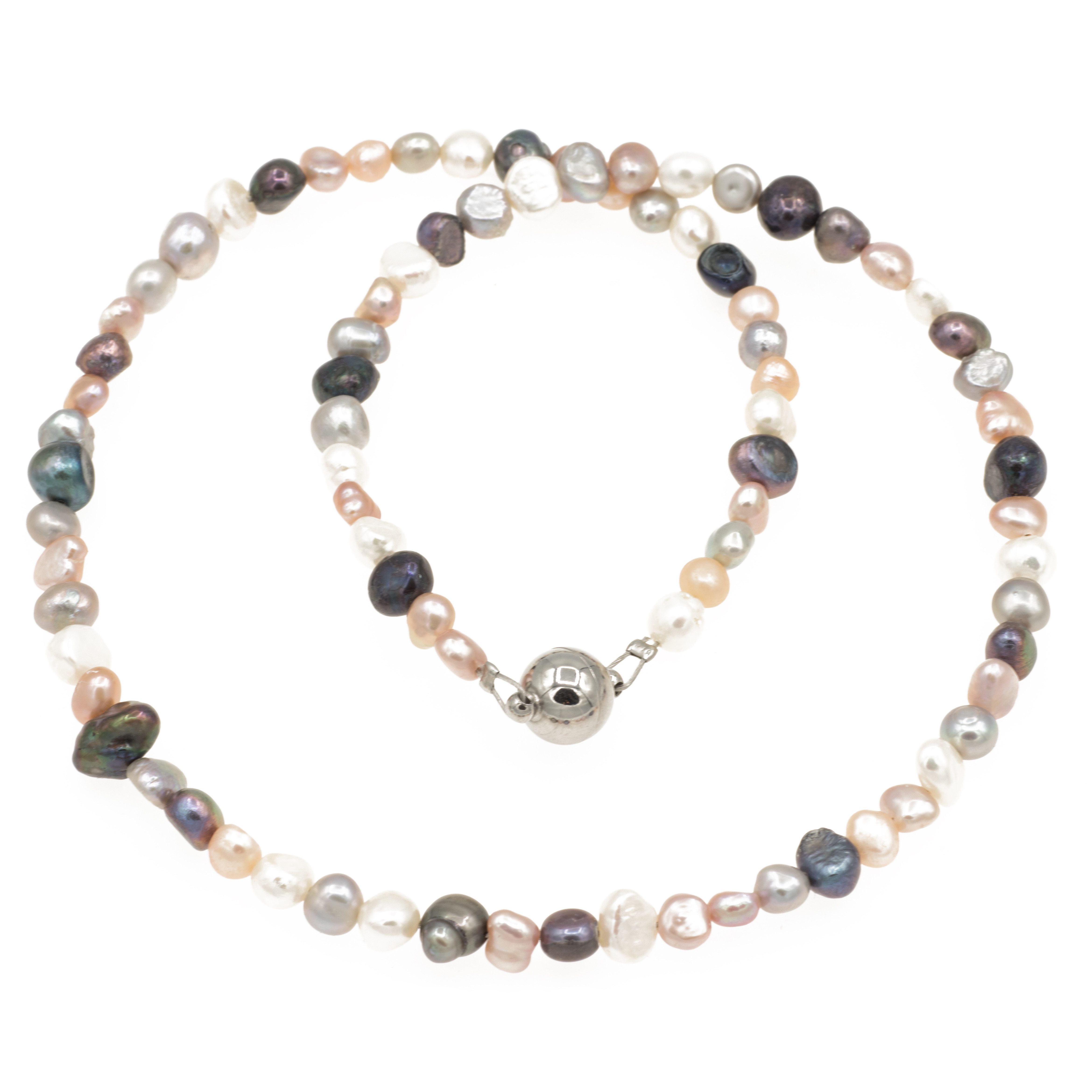 Bella Carina Perlenkette Perlenkette mit rosa grauen echten Perlen unregelmäßige Form, echte Süßwasser Perlen