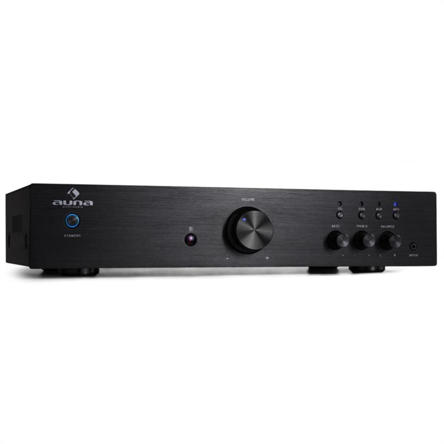 Auna AV2-CD508 Audioverstärker (Anzahl Kanäle: drei Stereo-Cinch-Audio-Eingänge und ein Line-Ausgang, 125 W, Audio Verstärker HiFi Stereo Amplifier) Schwarz