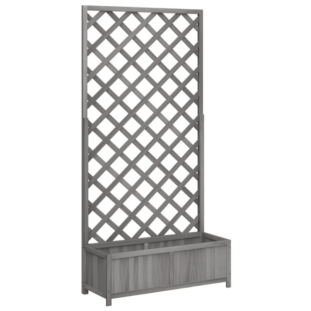 vidaXL Rankgitter 90 x 35 x 180 cm Pflanzkübel mit Spalier Grau Massivholz Tanne Rankhil