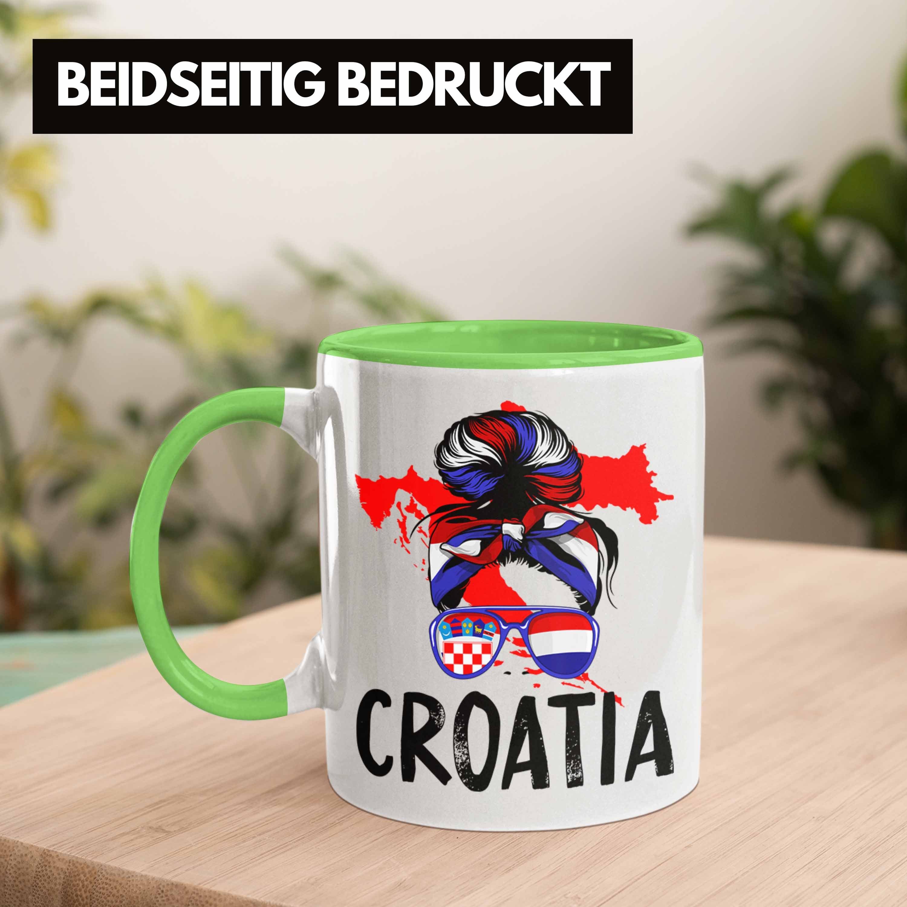 Geschenk Geschenkide Heimat Grün Tasse Tasse Kroatien Croatia für Kroatische Trendation Frau
