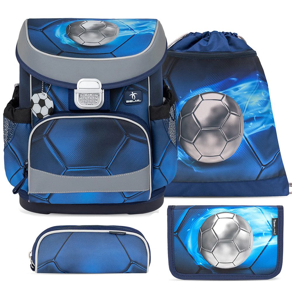 Belmil Schulranzen Set Mini Fit 10-teilig 2026 Jungen Football silber