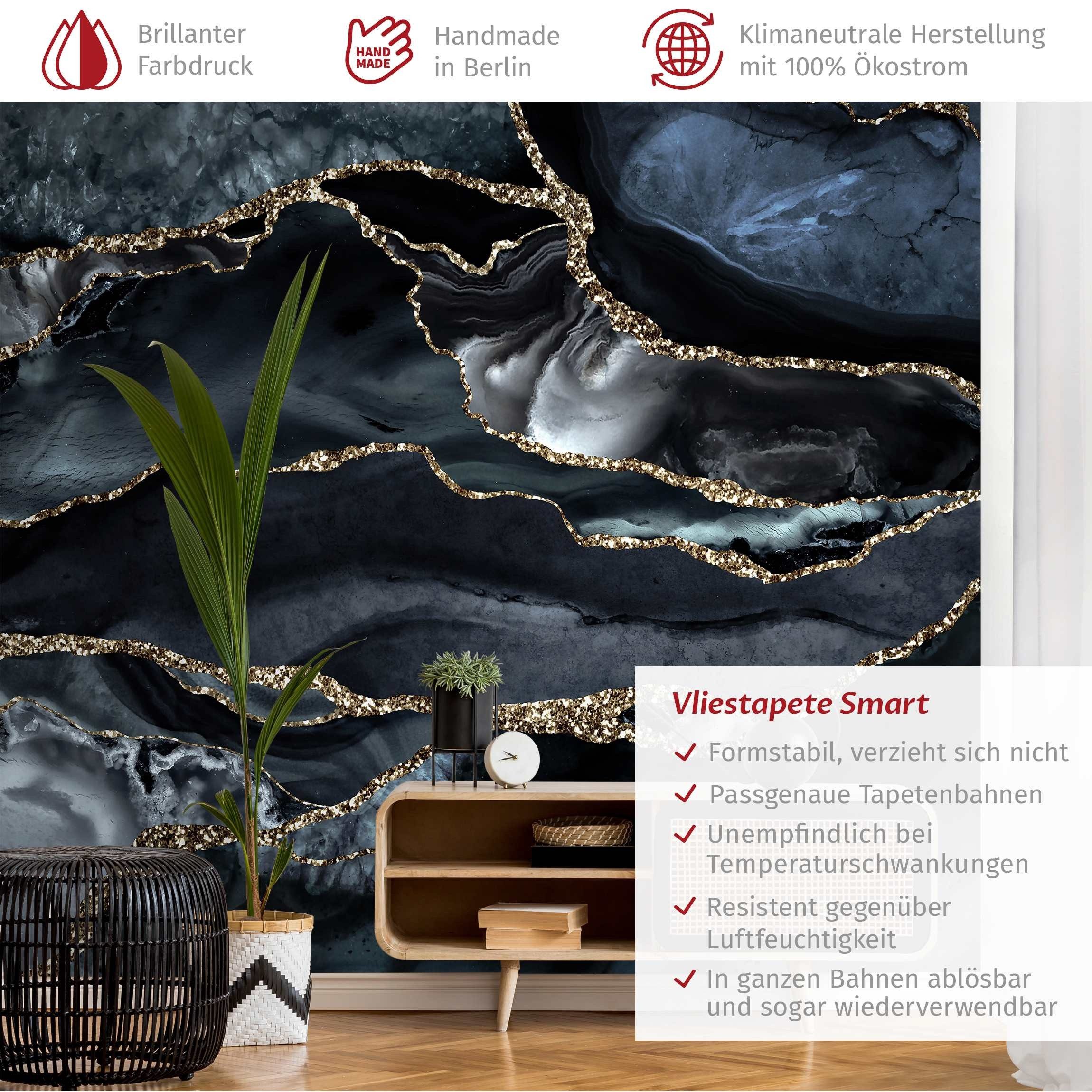 Bilderdepot24 Vliestapete Abstrakt Schwarz Glitzer Gold günstig online kaufen