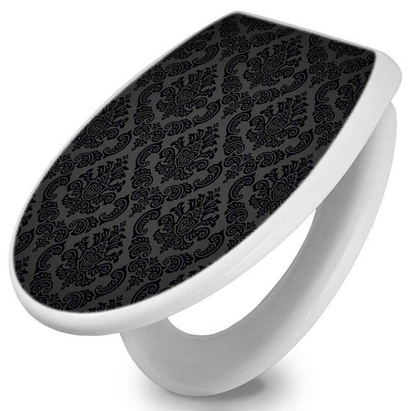 banjado WC-Sitz Motiv Black Deluxe (umweltfreundliches Material, integrierte Scharniere), ‎44 x 37 x 5cm