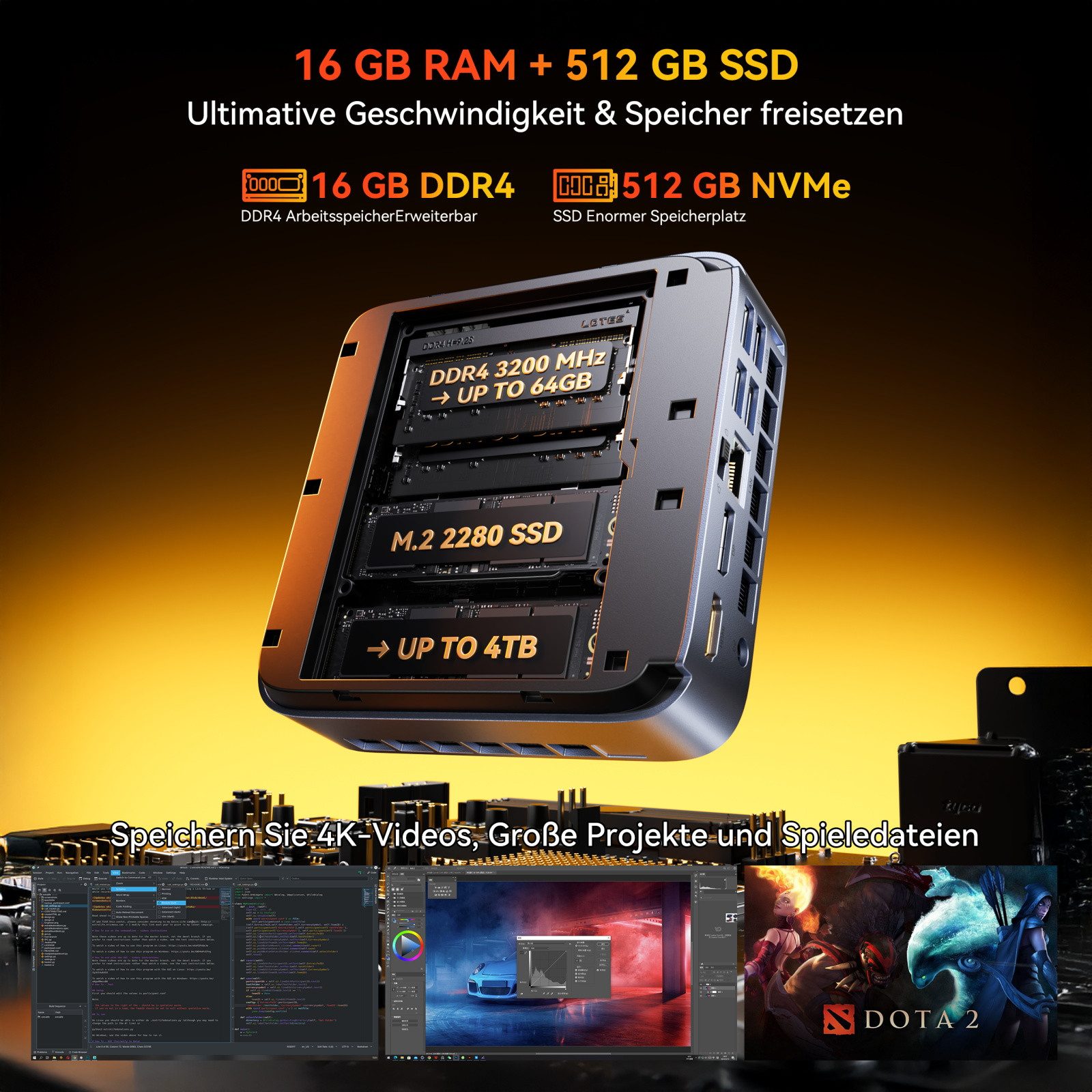 ACEMAGIC Mini PC Win-11 PRO, Intel Core i5-14500HX, 16 GB DDR4 RAM+512 M.2 SSD Barebone-PC (Intel i5-14500HX 14500HX, Intel, 16 GB RAM, 512 GB SSD, Hochgeschwindigkeits-Zentrifugallüfter + 2 Kühlkupferrohre + Doppelte Kupferrippen + Optimierter Doppelter Luftkanal, bis 4.9Ghz, WiFi 6/BT 5.2, Ultra-Leise M5 Mini-PC for Büro Home Gaming)