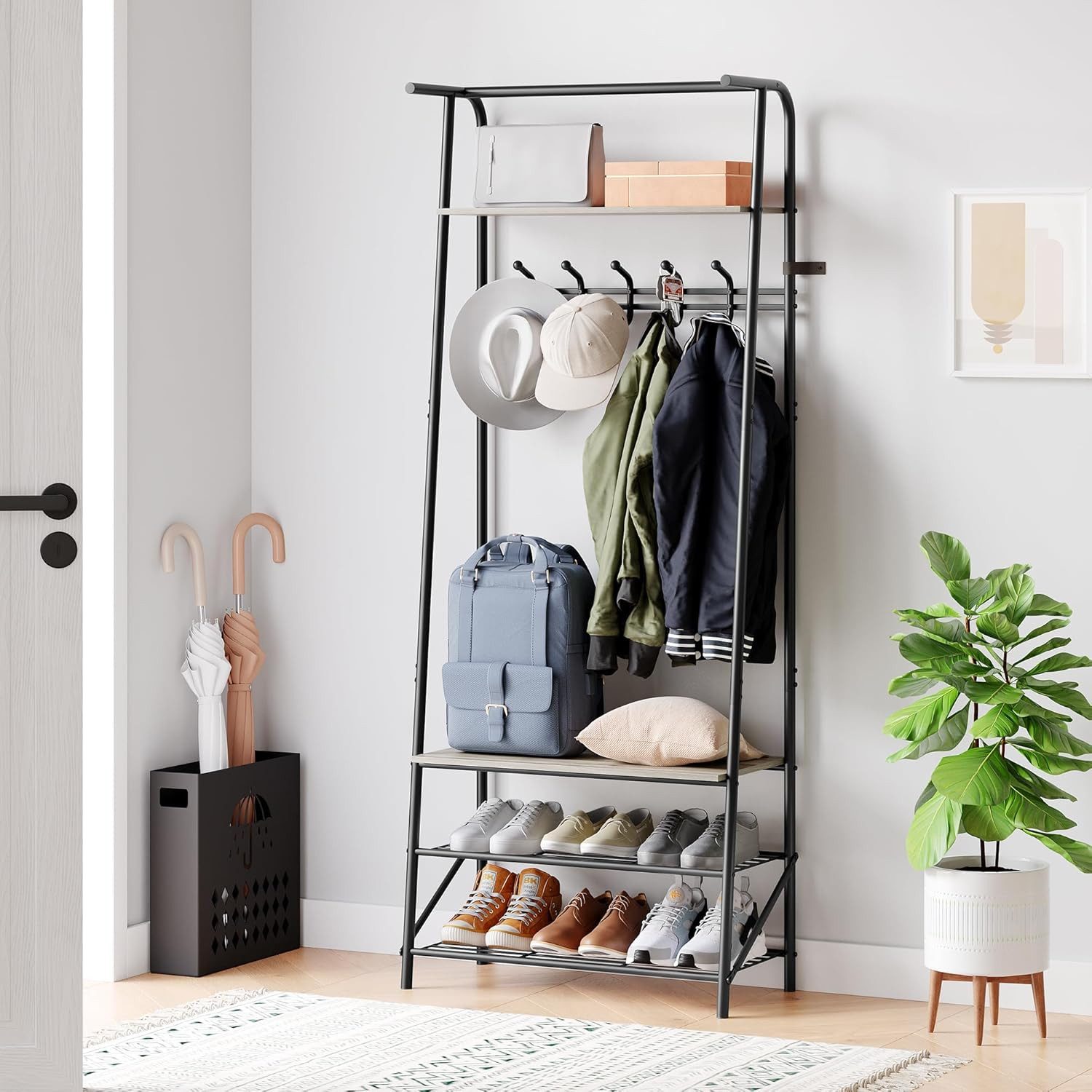 GarveeMore Garderobenständer Garderobenständer Kleiderständer mit Schuhbank günstig online kaufen