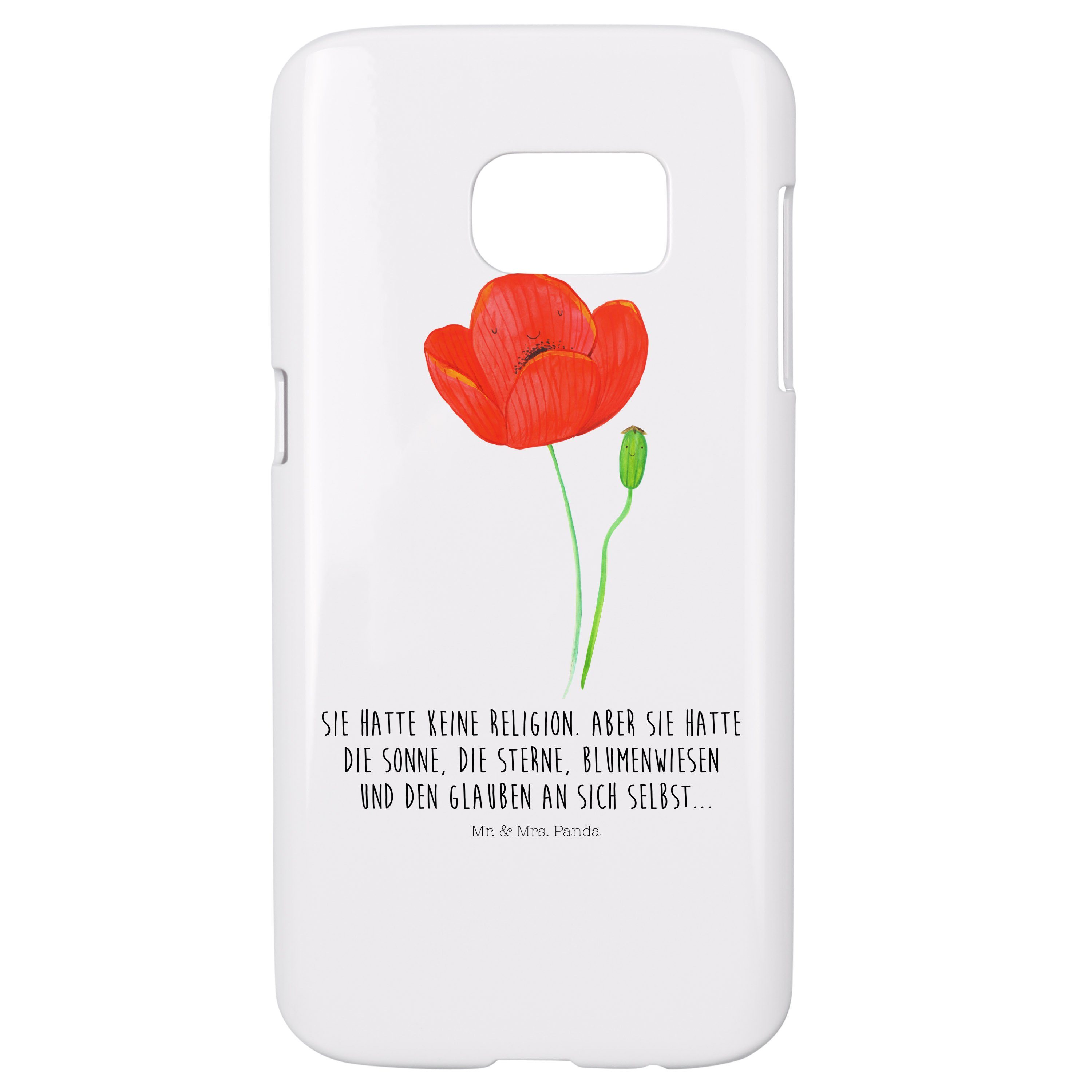 Mr. & Mrs. Panda Handyhülle Mohnblume - Weiß - Geschenk, Samsung, Cover, Garten, Religion, Handyc