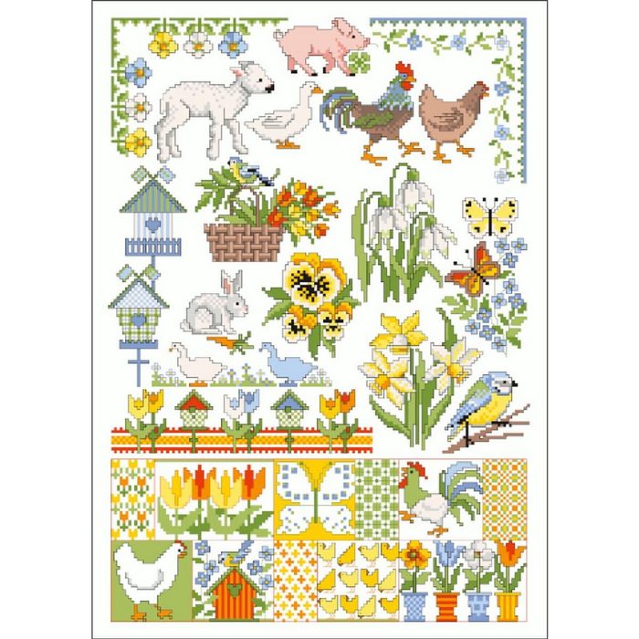 Lindner´s Kreuzstiche Kreativset Lindner´s Kreuzstiche Zählmuster Vorlage "Frühlingsgrüße" 023 (embroidery kit)