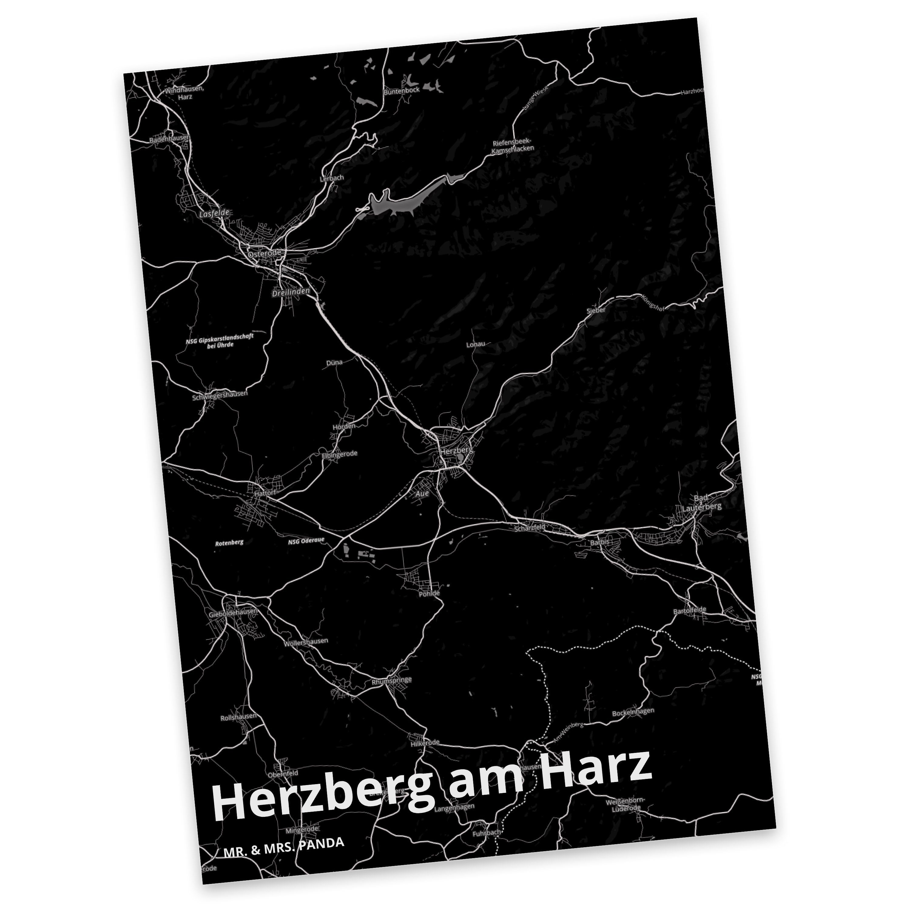 Mr. & St am Herzberg Dorf Mrs. Harz Karte, Panda Map Geschenk, Stadt - Postkarte Karte Landkarte