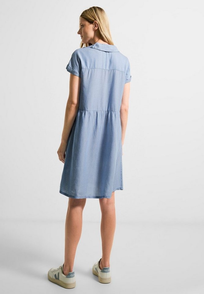 Cecil Sommerkleid Cecil Lyocell Streifenkleid in Mid Blue Wash (1-tlg)  Nicht Vorhanden, Streifenmuster