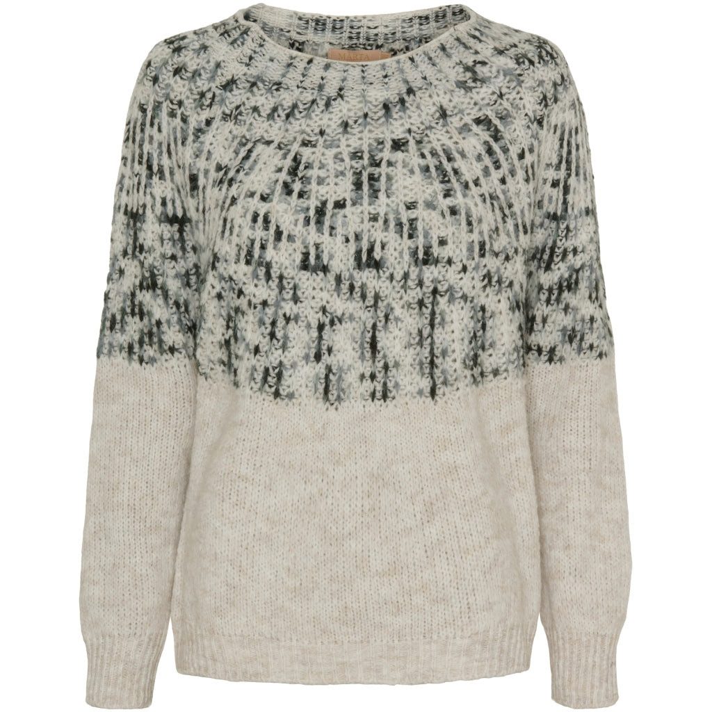 Stillpullover LaMarta-Fair Isle Pullover mit Kontrastfarben in Creme