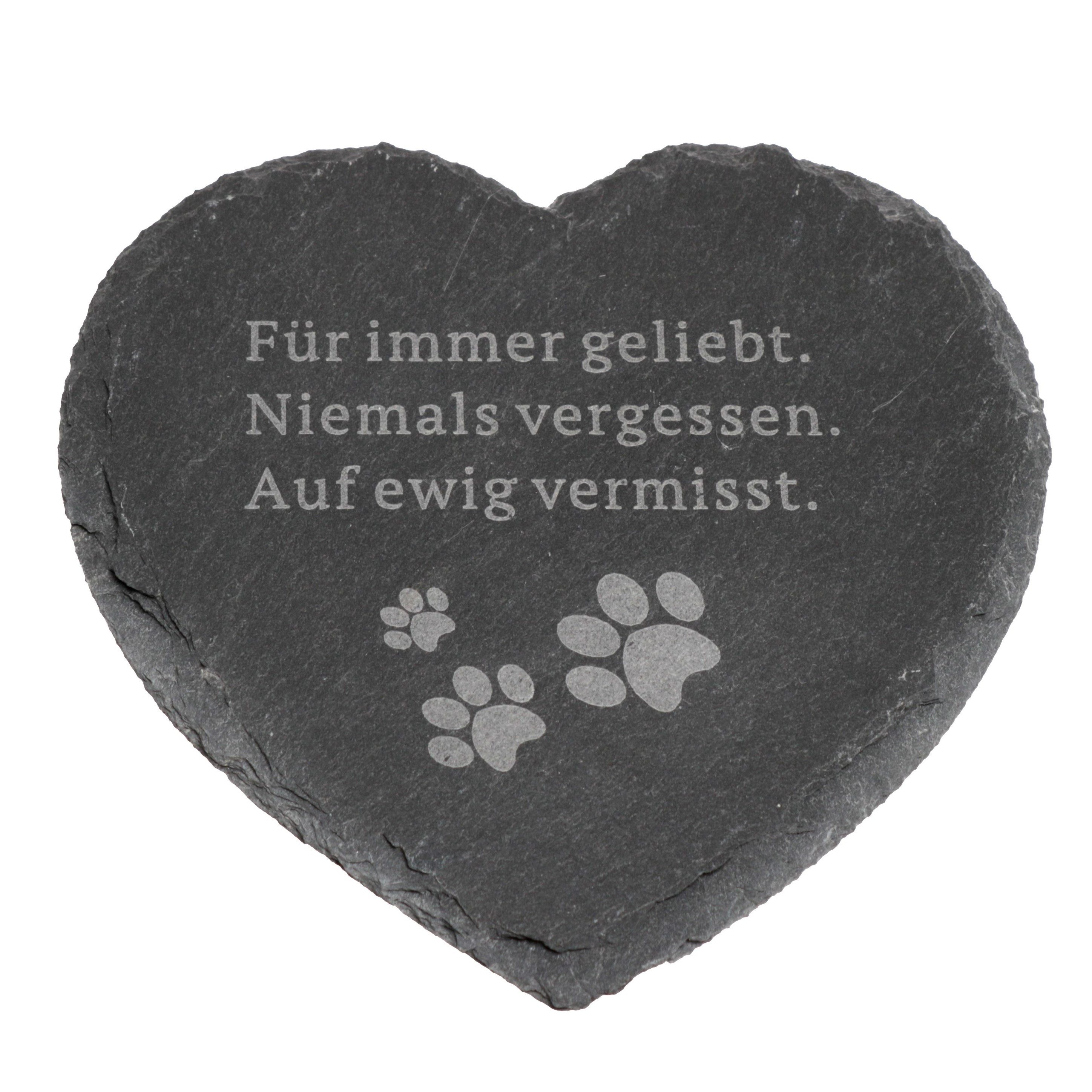 Dragimex Hängedekoration SCHIEFER-HERZ Trauerherz Pfote "Für immer geliebt" ca. 12x12cm