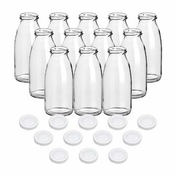 gouveo Trinkflasche Saftflaschen 250 ml mit Schraub-Deckel - Kleine Flasche 0,25 l, 12er Set, weiß