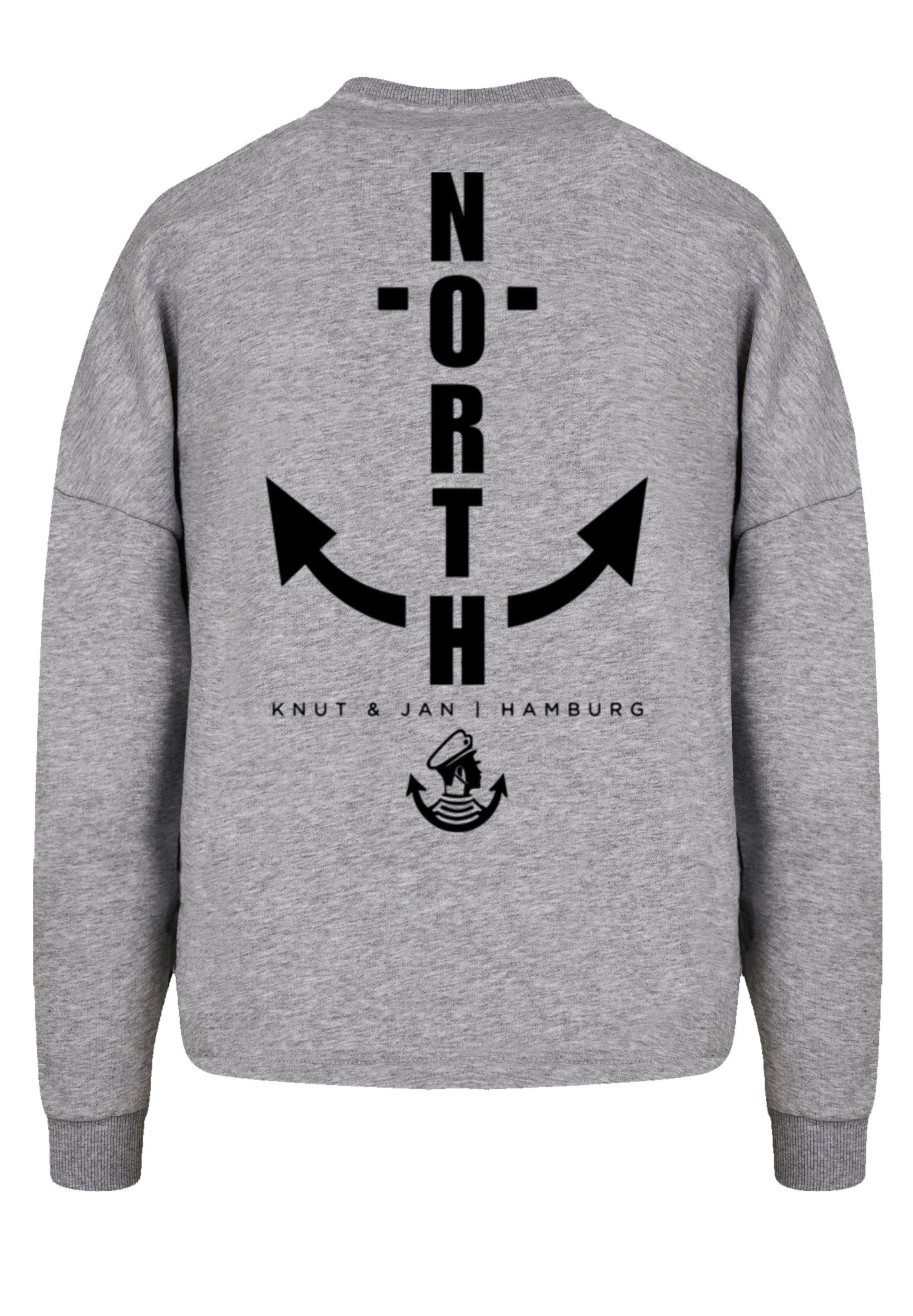 F4NT4STIC Sweatshirt North Anchor Knut & Print heather grey Jan Hamburg