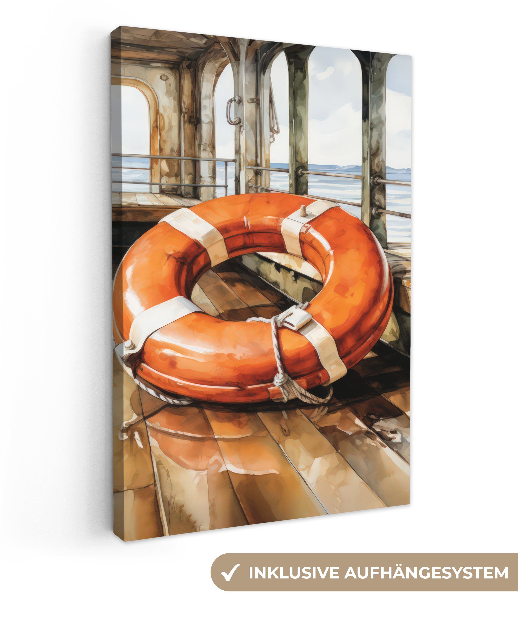 OneMillionCanvasses® Leinwandbild Boje - Rettungsring - günstig online kaufen