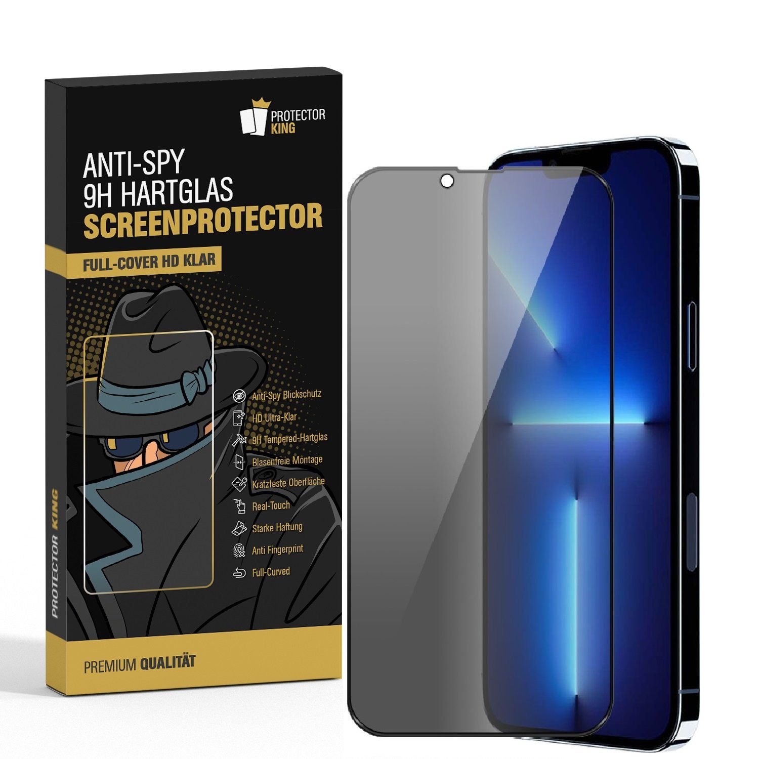 iPhone 14 Pro Max Anti Spy 9H Härte Panzerglas / Privacy
