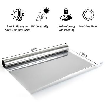 Sonnenschutz-Fensterfolie UV-Schutz Sonnenschutzfolie Fenster innen oder außen Spiegelfolie, CALIYO, Silber reflektierende Fensterfolie Rückstandslose Sonnenschutz Folie