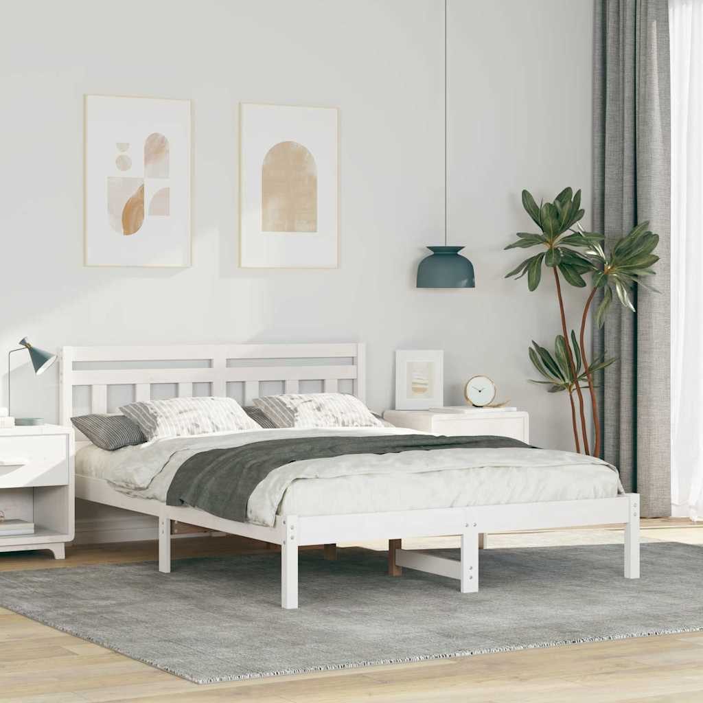 vidaXL Bett Bettrahmen Weiß 120 x 200 cm Massives Kiefernholz (1-tlg)