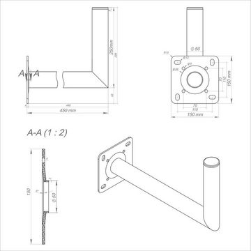 SkyRevolt 45cm Wandhalter Aluminium SAT Wand Halterung für Satellitenschüssel SAT-Halterung