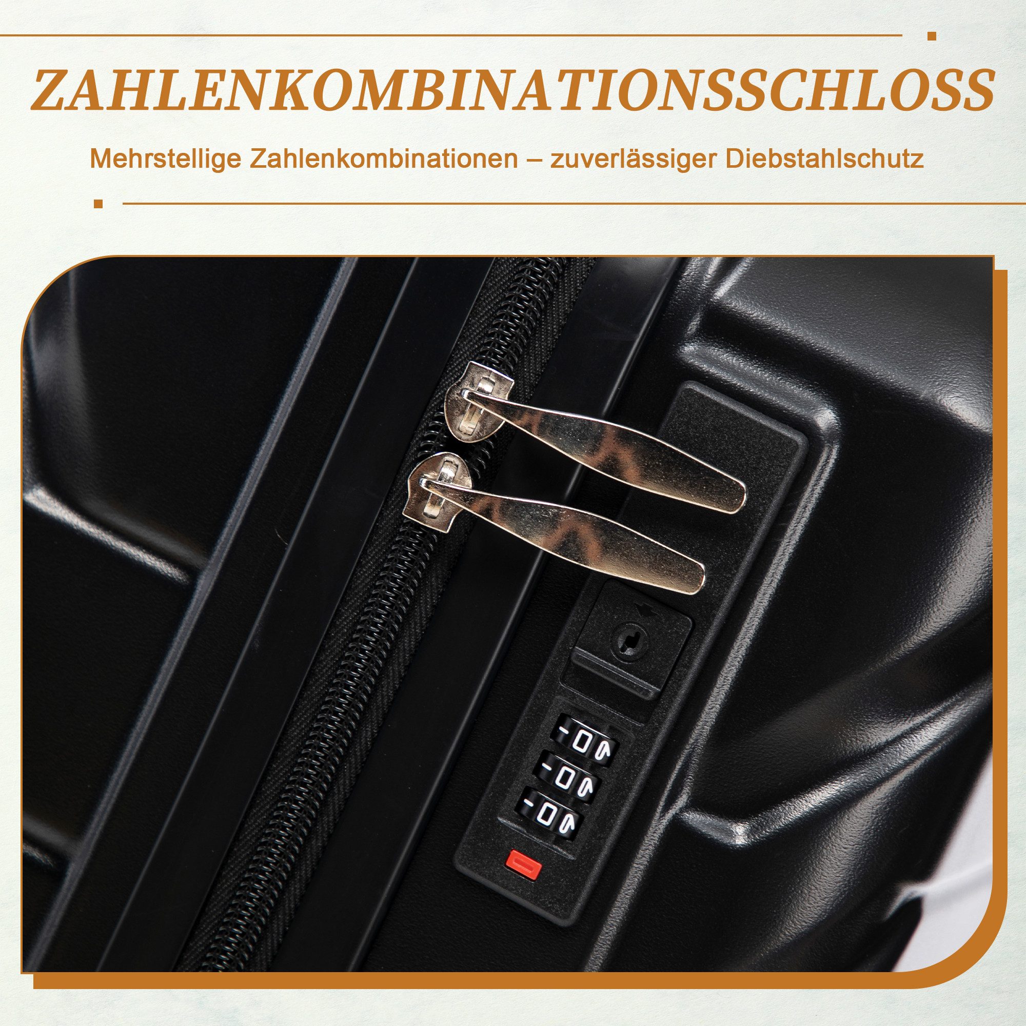 GLP Trolleyset Hartschalen Koffer S-M Set Reisekoffer Trolley, 4 Rollen, (Robustes Koffer-Set aus ABS-Hartschale, 2 tlg., 360° leisen Doppelrollen & verstellbarem Teleskopgriff), für Reisen, Wochenendtrips & Geschäftsreisen