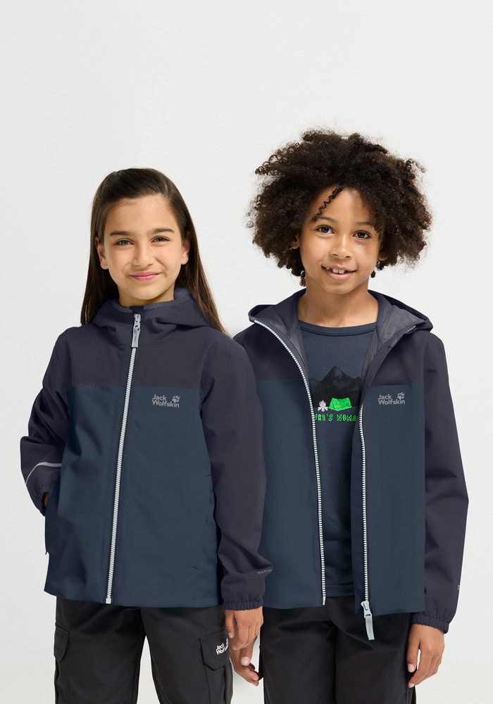 Jack Wolfskin Regenjacke ADVENTURETRIBE 2L JKT K atmungsaktiv, wasserdicht, mit Reißverschluss