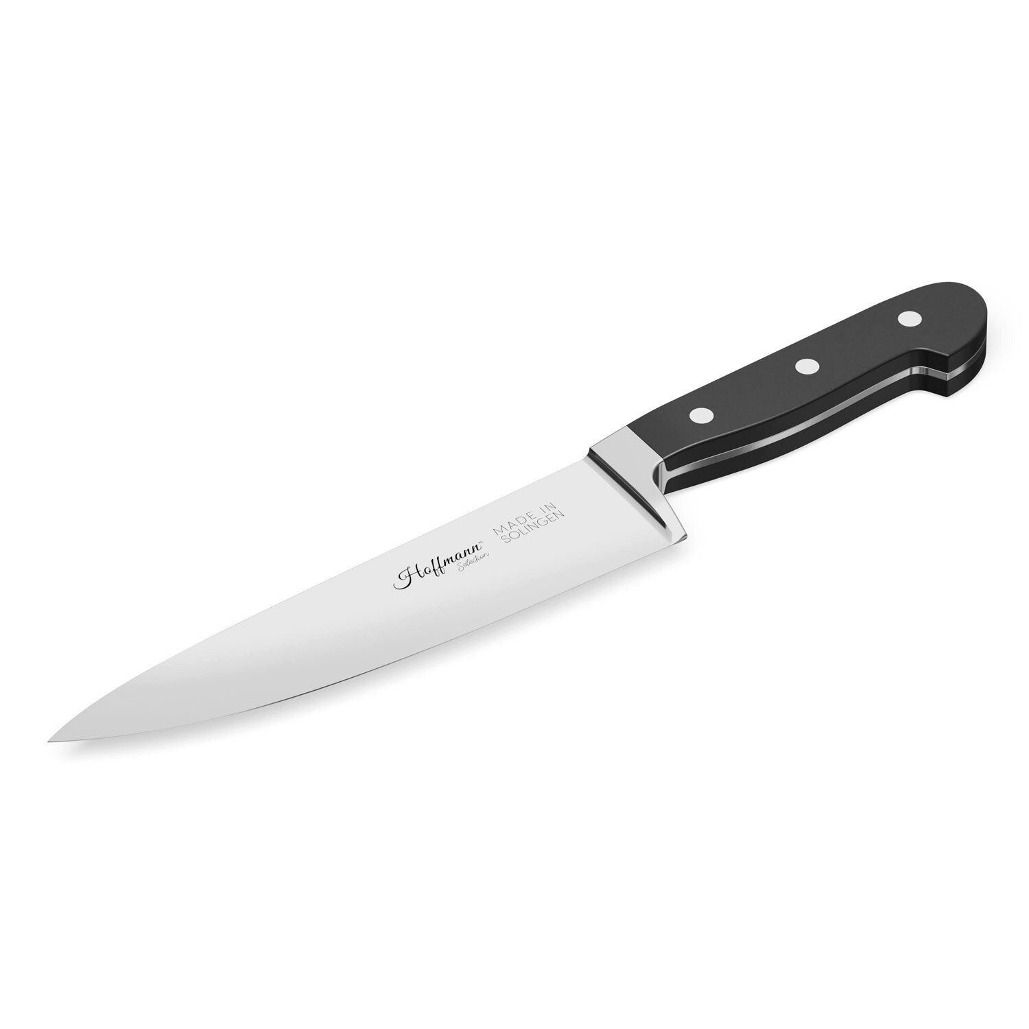 Hoffmann Germany Kochmesser Chefmesser handgeschmiedet Solingen 21 cm – rostfreier Stahl, X50CrMoV15, 58 HRC, Glatter Schliff, POM-Griff, Solingen