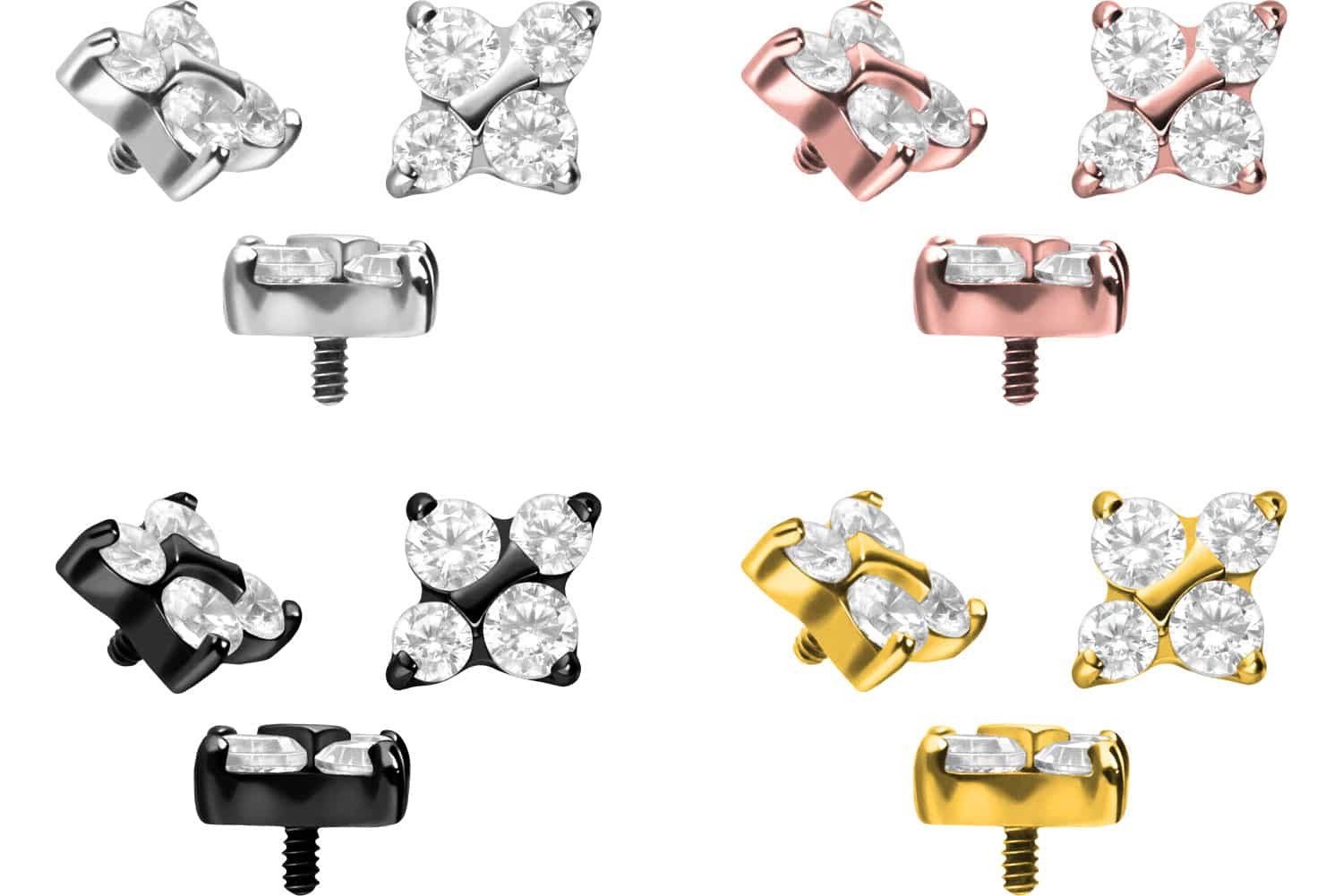 PIERCINGLINE Piercing-Set Titan Schraubaufsatz mit Außengewinde 4 KRISTALLSTERN (Schraub-Aufsätze, 1-tlg)