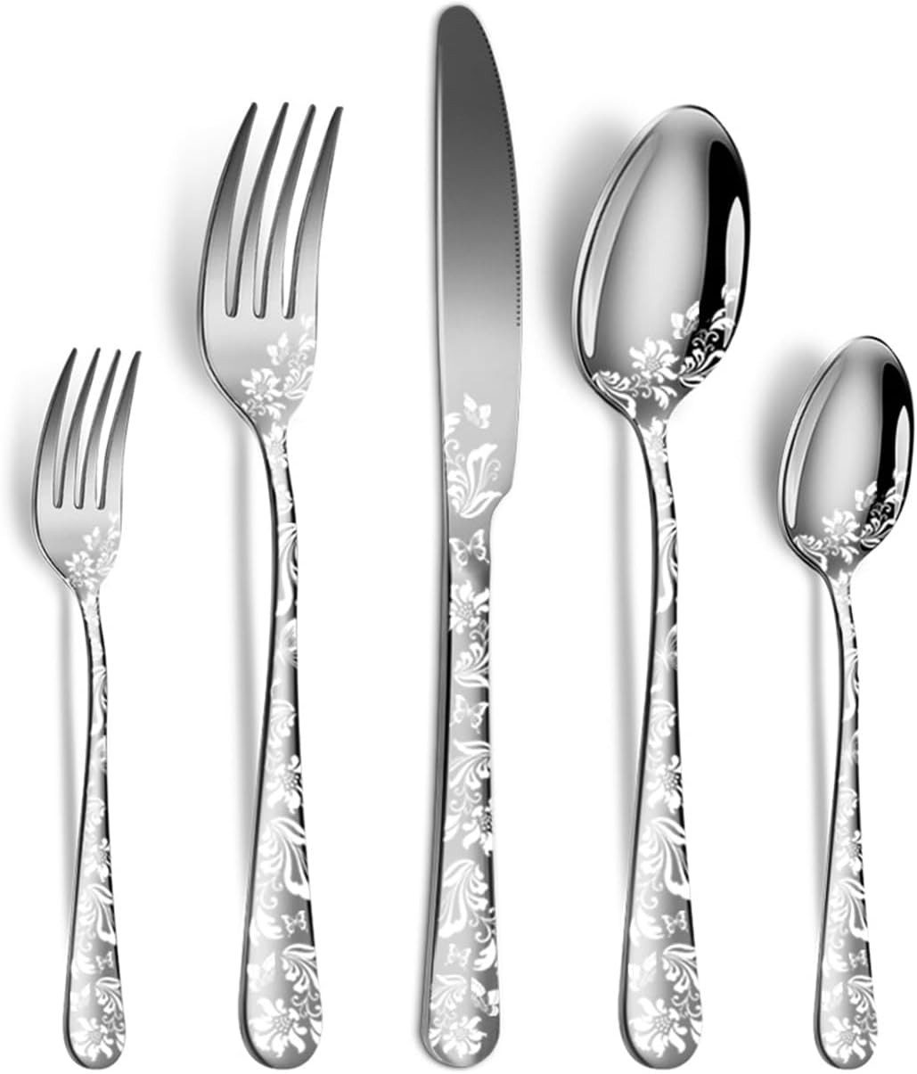 Besteck-Set Besteck Set für 4 Personen,20-tlg Edelstahl Essbesteck&Steakmesser