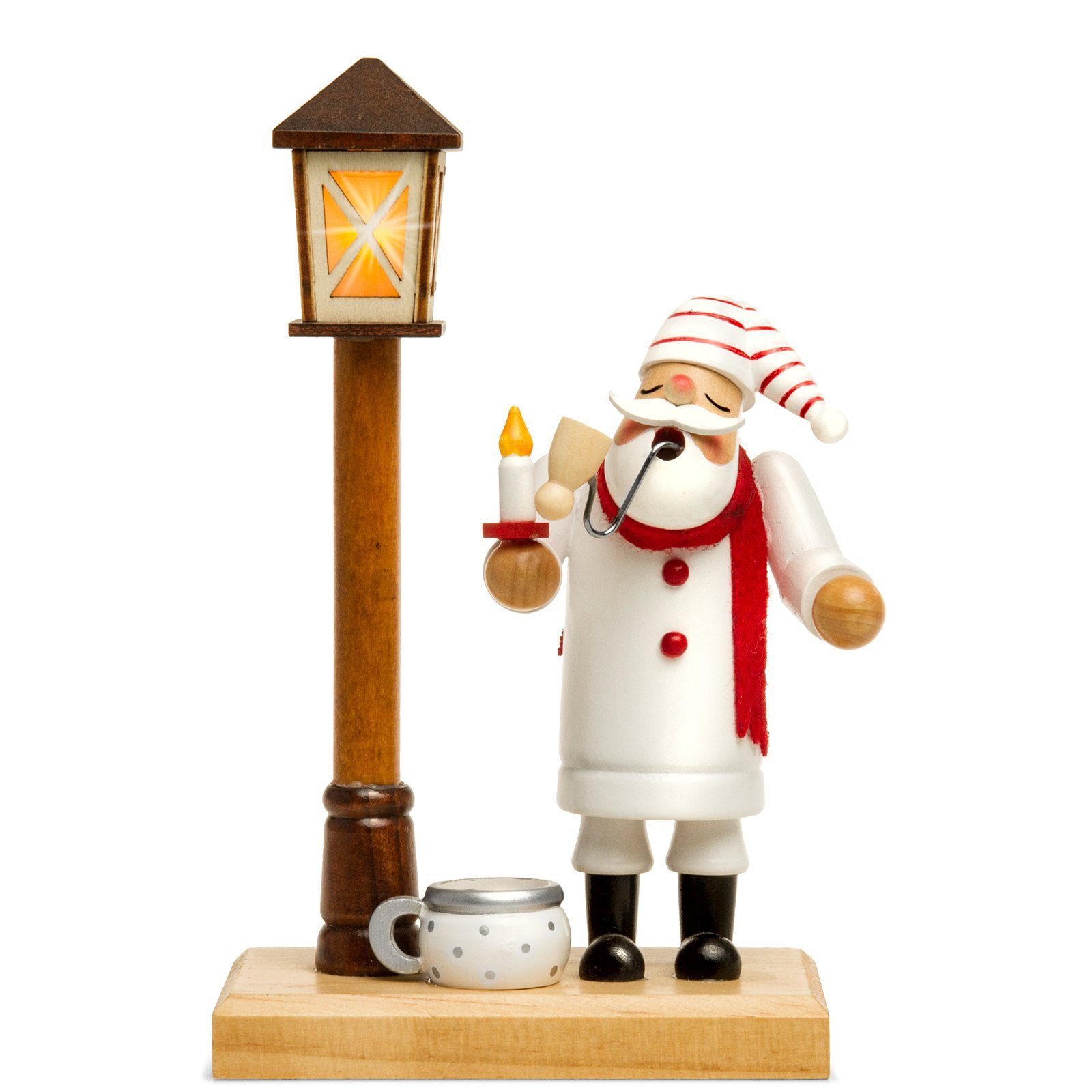 SIKORA Weihnachtsfigur RM-A-LED Holz Räuchermännchen mit batteriebetriebener LED Laterne A04 Schlafwandler mit LED Laterne
