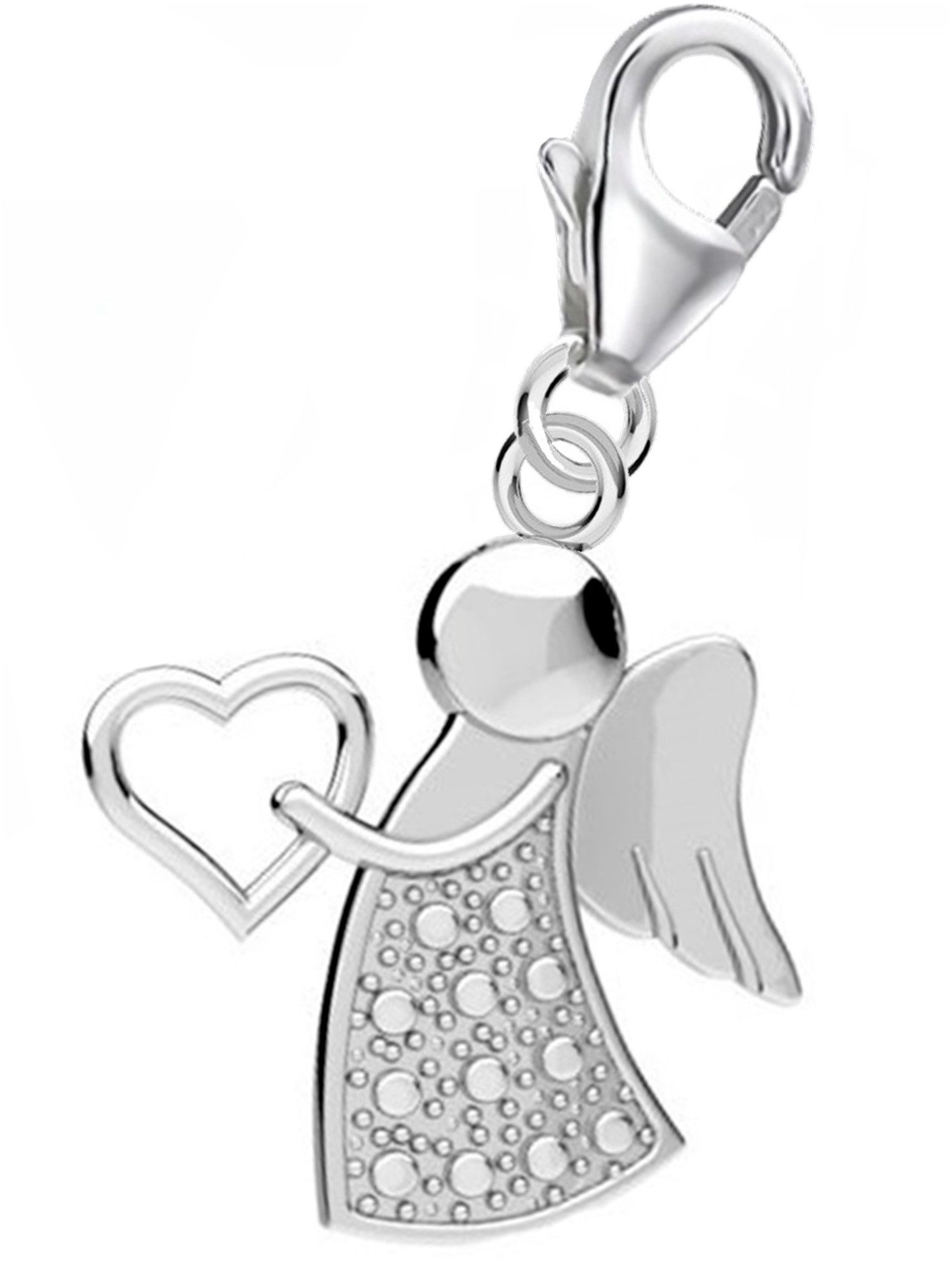 Goldene Hufeisen Charm Engel Engel Karabiner Charm Anhänger für Bettelarmband 925 Silber (inkl. Etui), für Gliederarmband oder Halskette