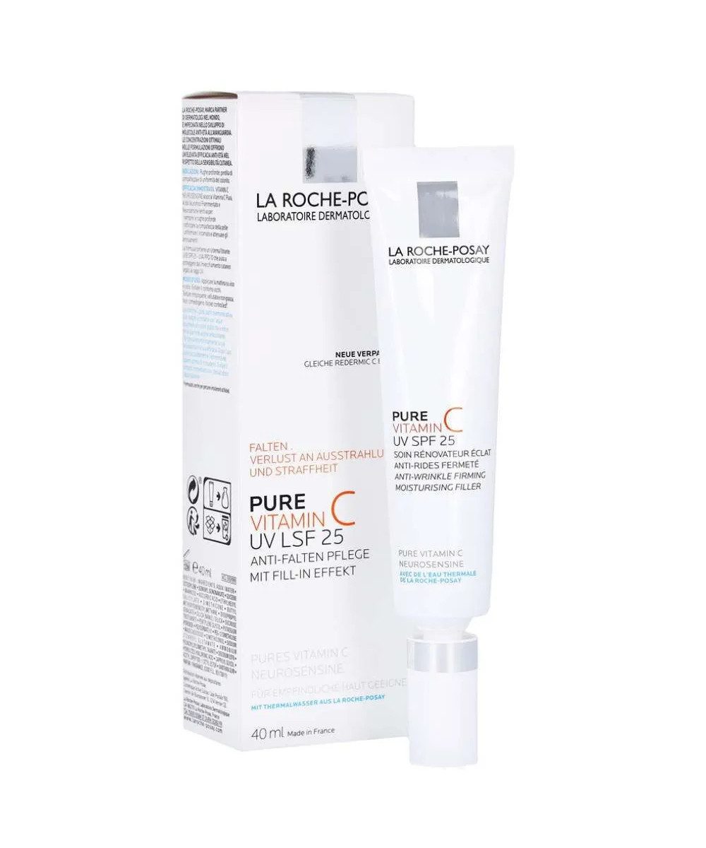 La Roche-Posay Tagescreme La Roche Posay Pure Vitamin C UV LSF25 Anti Aging Gesichtscreme40 ml packung, 1-tlg., Neurosensine®: Mildert Hautreizungen.
