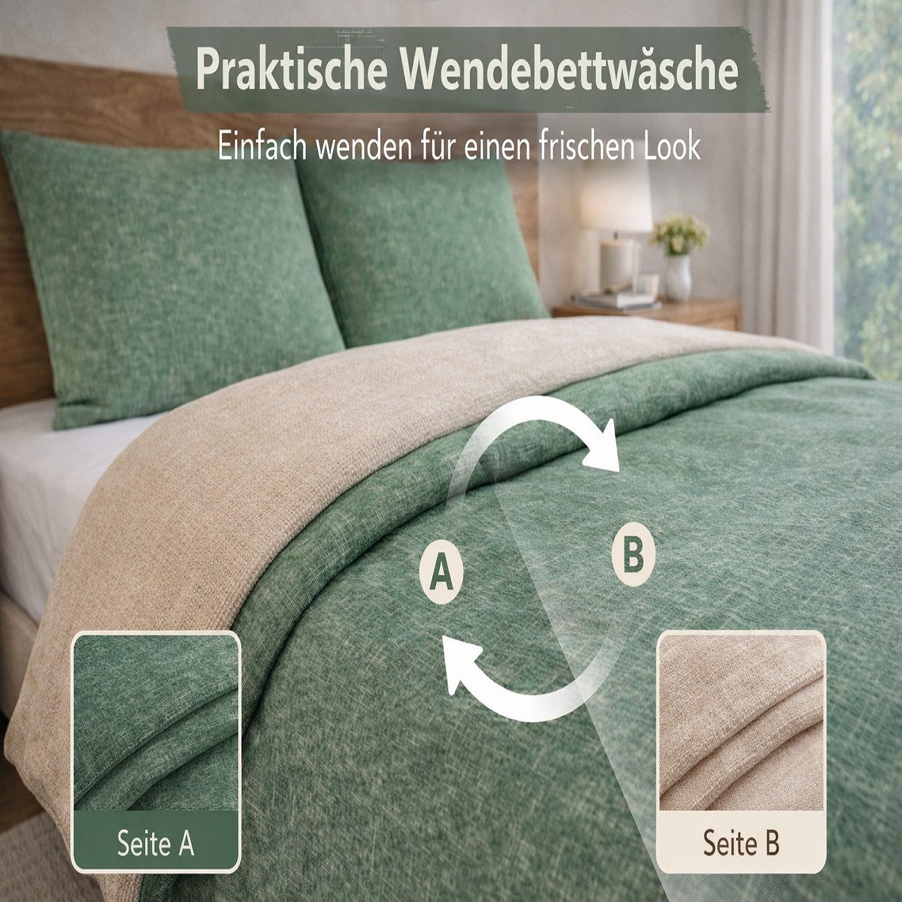 Leonado Vicenti Bettwäsche Renforce Bettwäsche Set 135x200 cm, Renforcé, 2 teilig, moderne Bettwäsche aus Baumwolle, Bettwäsche mit Melange-Design – Bild 4 von 5
