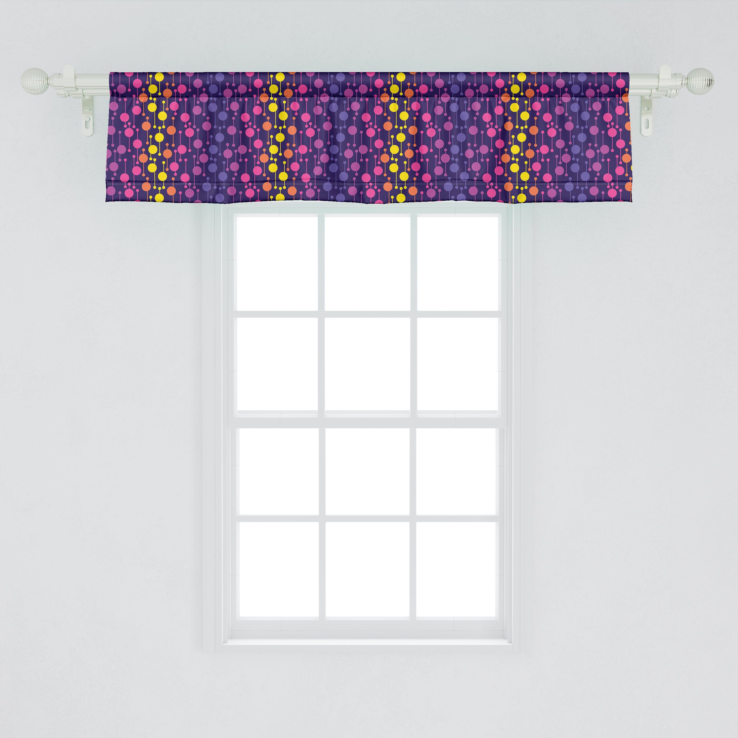 Pastell Dekor für Abakuhaus, mit Schlafzimmer Küche Microfaser, Volant Vorhang geometrische Kreise Stangentasche, Bunte Scheibengardine