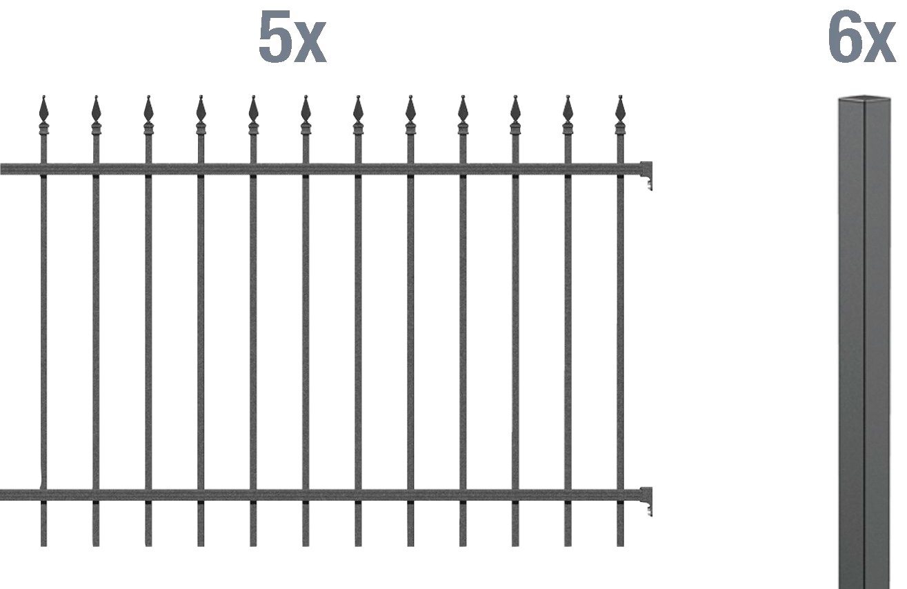 Thumbnail - Alberts Metallzaun Chaussee, (Set), Höhe: 100 und 120 cm, Gesamtlänge: 10 m, zum Einbetonieren