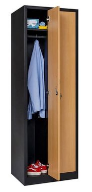 Furni24 Garderobenschrank Garderobenschrank 2-türig schwarz/buche