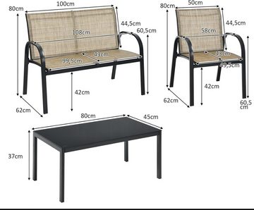 KOMFOTTEU Sitzgruppe Textilene, (Set), besteht aus 2 Einzelstuhl 1 Doppelstuhl 1 Couchtisch