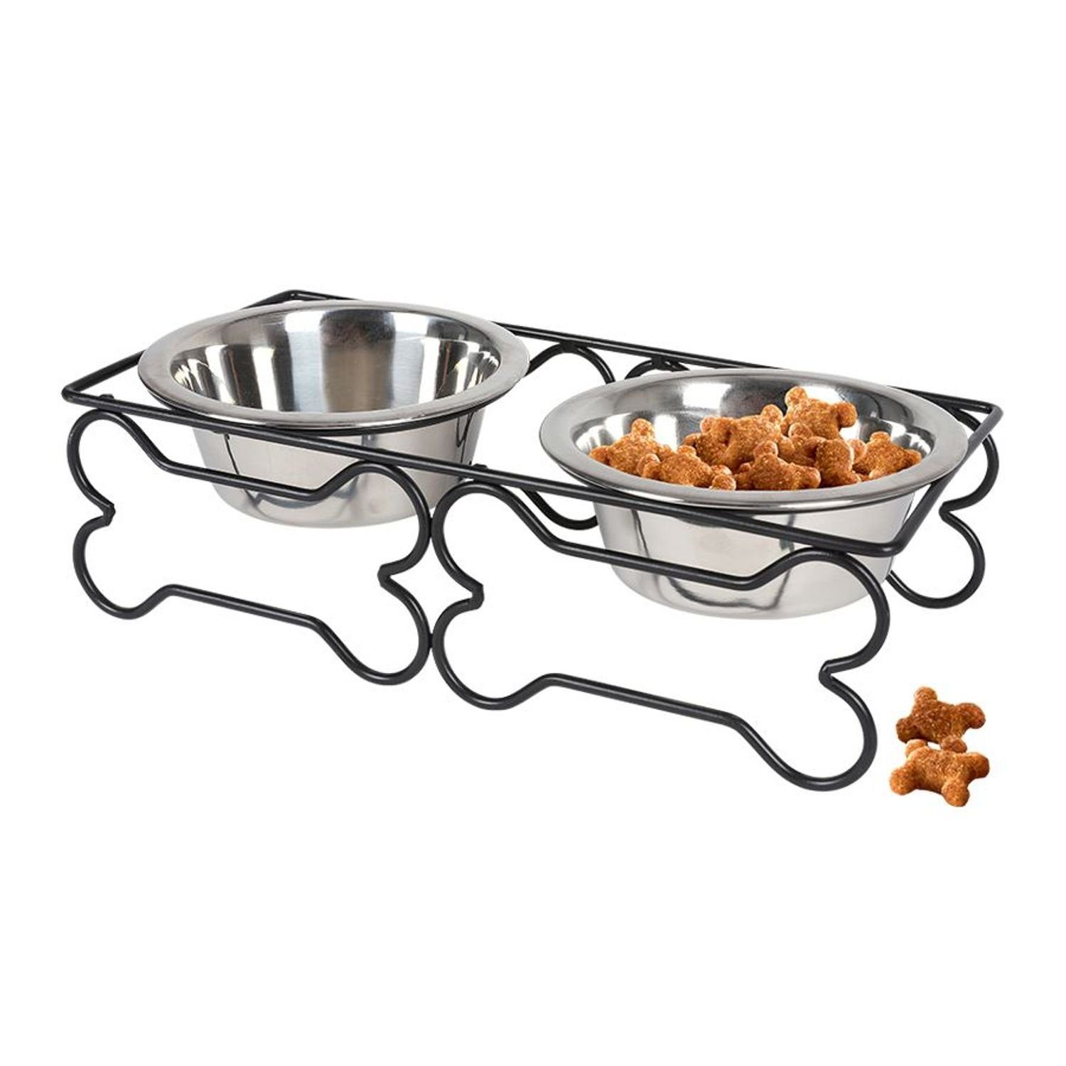 Futternapf Edelstahl Doppelnapf 2x 300ml Fressnapf Wassernapf Futterstation Hunde
