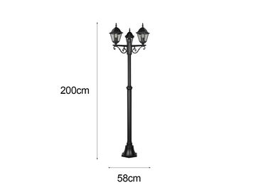 meineWunschleuchte LED Gartenleuchte, LED wechselbar, Warmweiß, Mastleuchte mit Strom, Garten-Kandelaber zur Wegbeleuchtung Höhe 200cm