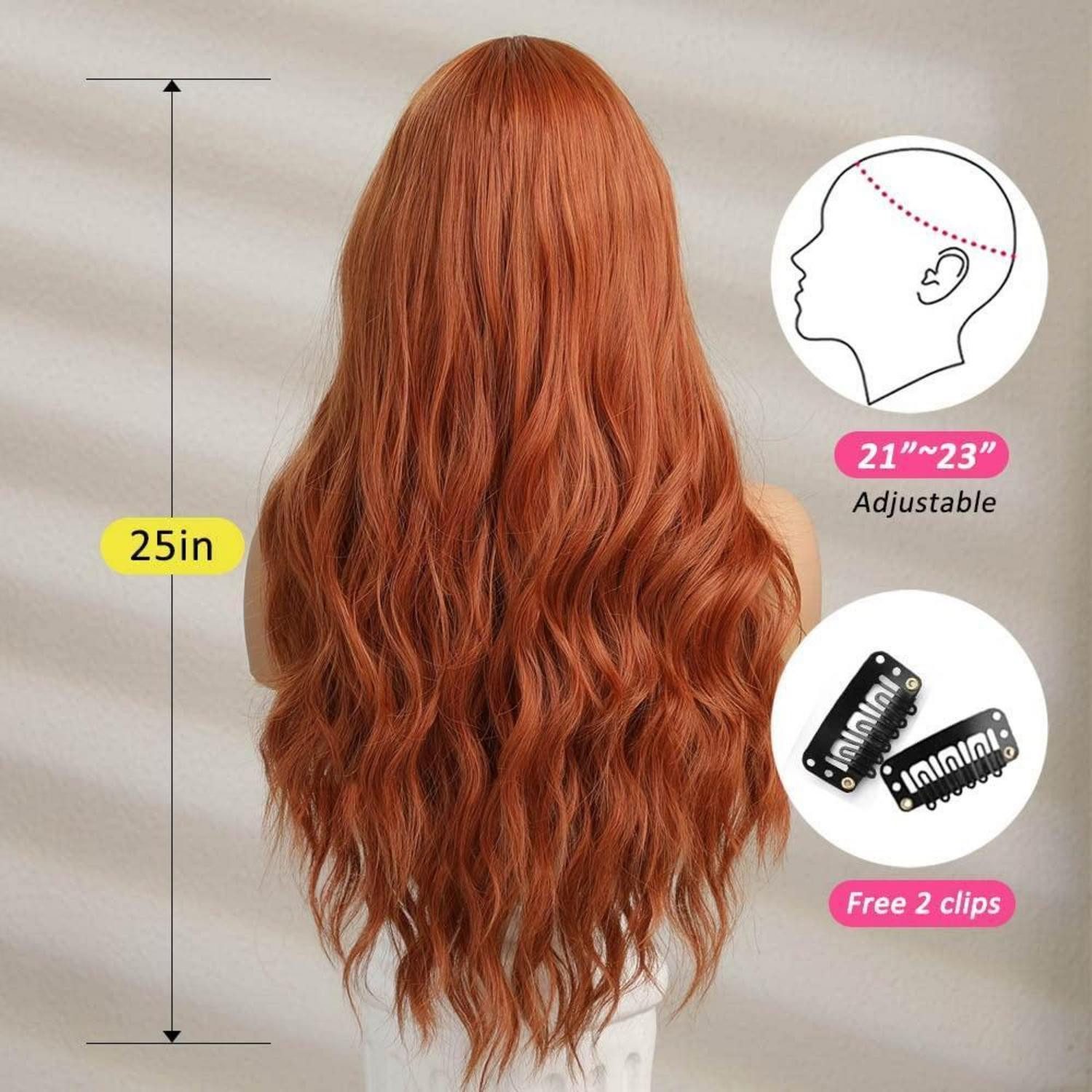 LuxusKollektion Kunsthaarperücke Lang Gewellt Ingwer Perücken für Frauen Natürliche Synthetische Haare