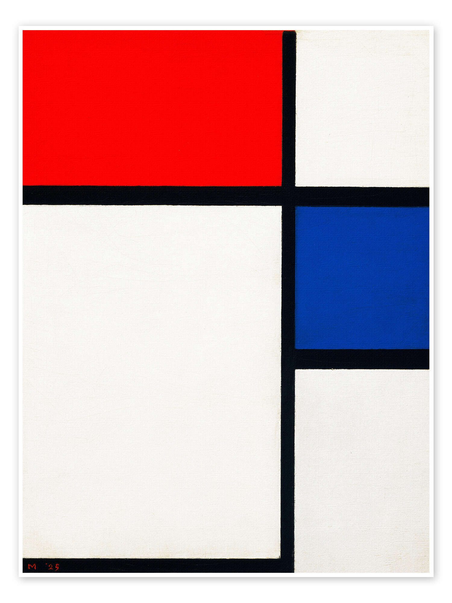 Posterlounge Wandbild Komposition No. II, mit Rot und Blau, 1929, Piet Mondrian, erhältlich als Poster, Leinwandbild, Wandsticker oder Acrylglasbild