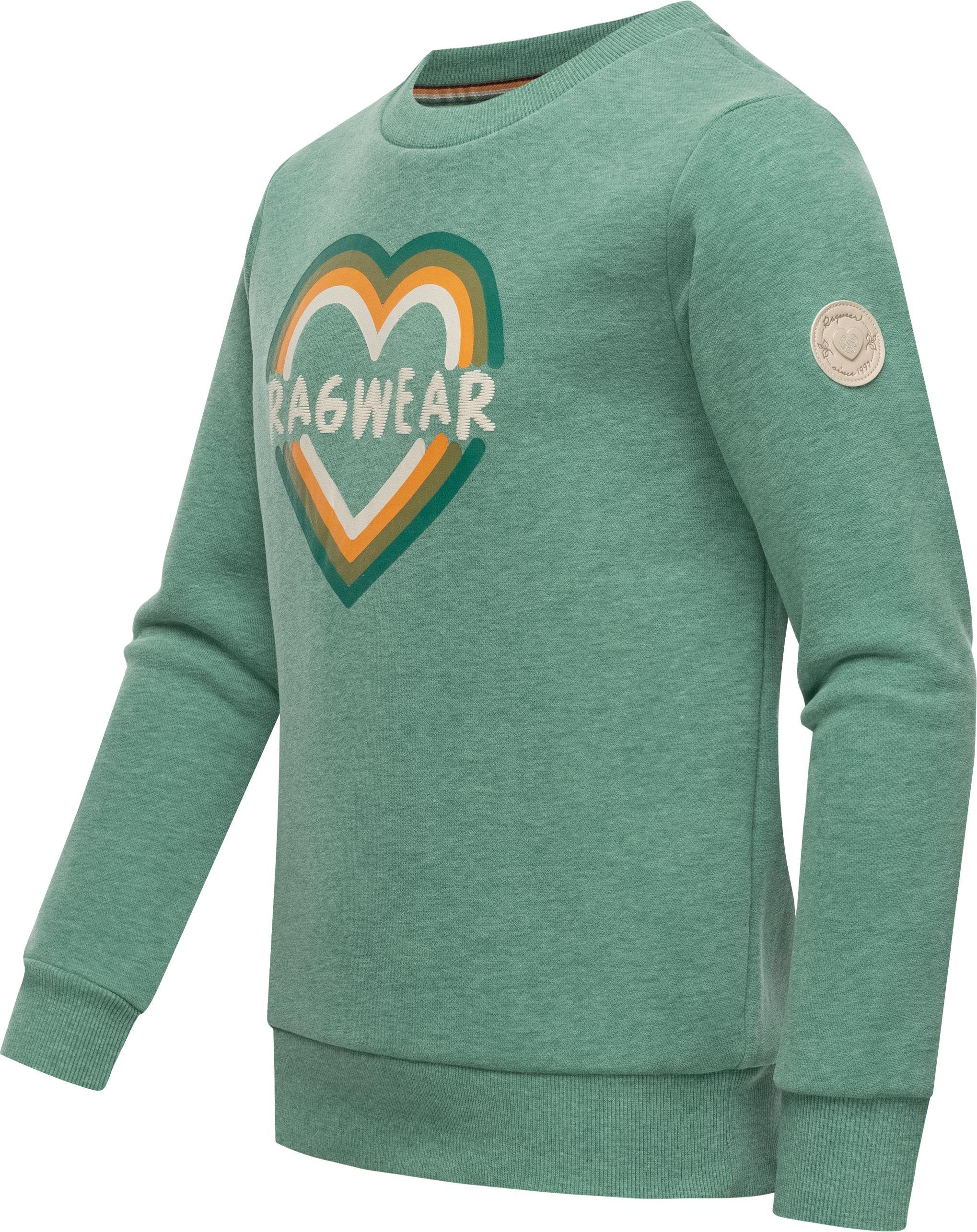 Ragwear Sweater Evka Print stylisches Logo mint coolem Mädchen Sweatshirt mit Print
