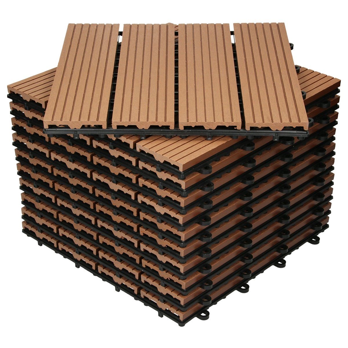 ECD Germany WPCFliesen »WPC, 30x30 cm 55er Set für 5m² Hellbraun