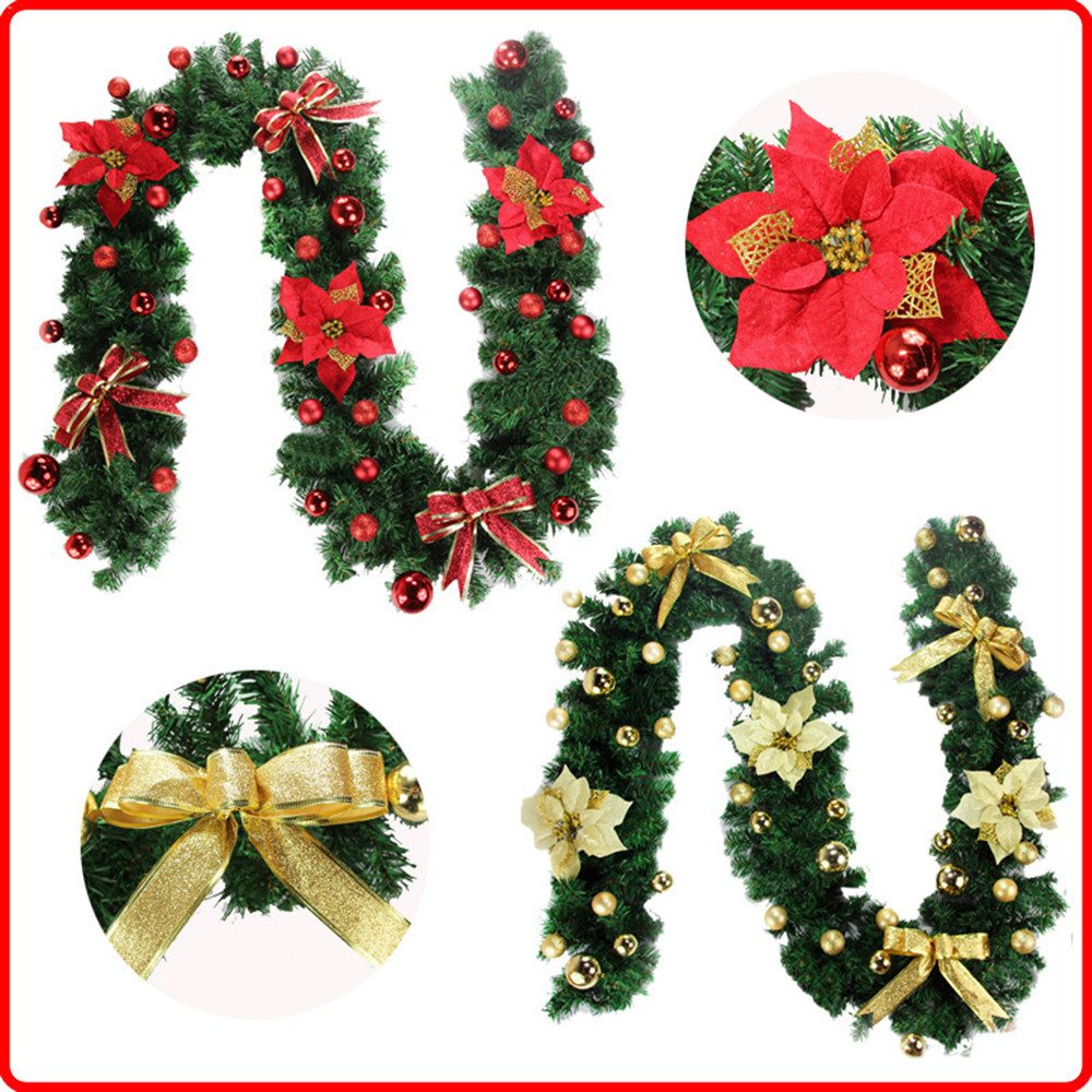 Kunstgirlande Weihnachtsgirlande 2,7m lang mit LED, Coonoor, für Outdoor & Indoor Girlande - Treppen, Tür, Balkon, Weihnachtsdeko – Bild 5 von 5