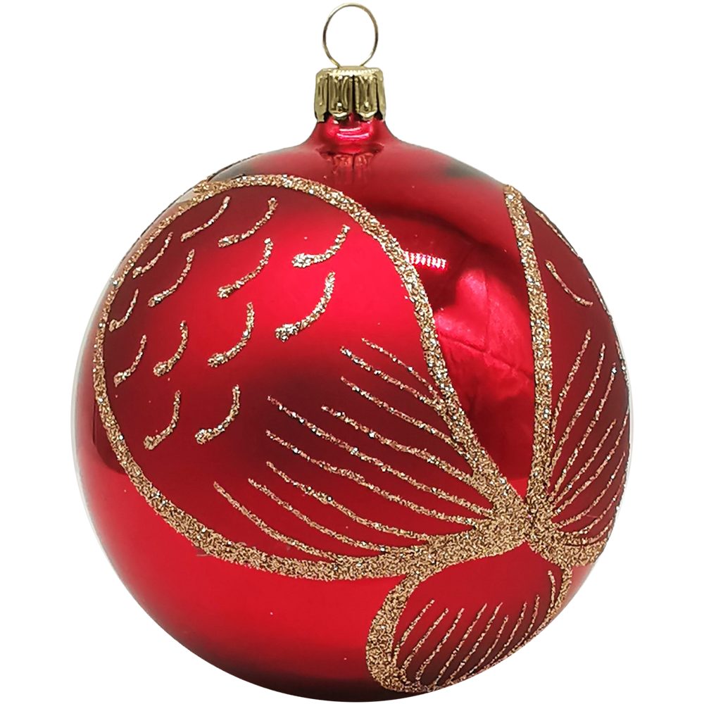 Schatzhauser Weihnachtsbaumkugel Eule Christbaumkugel Ø10cm rot glänzend (1 St), mundgeblasen, handbemalt