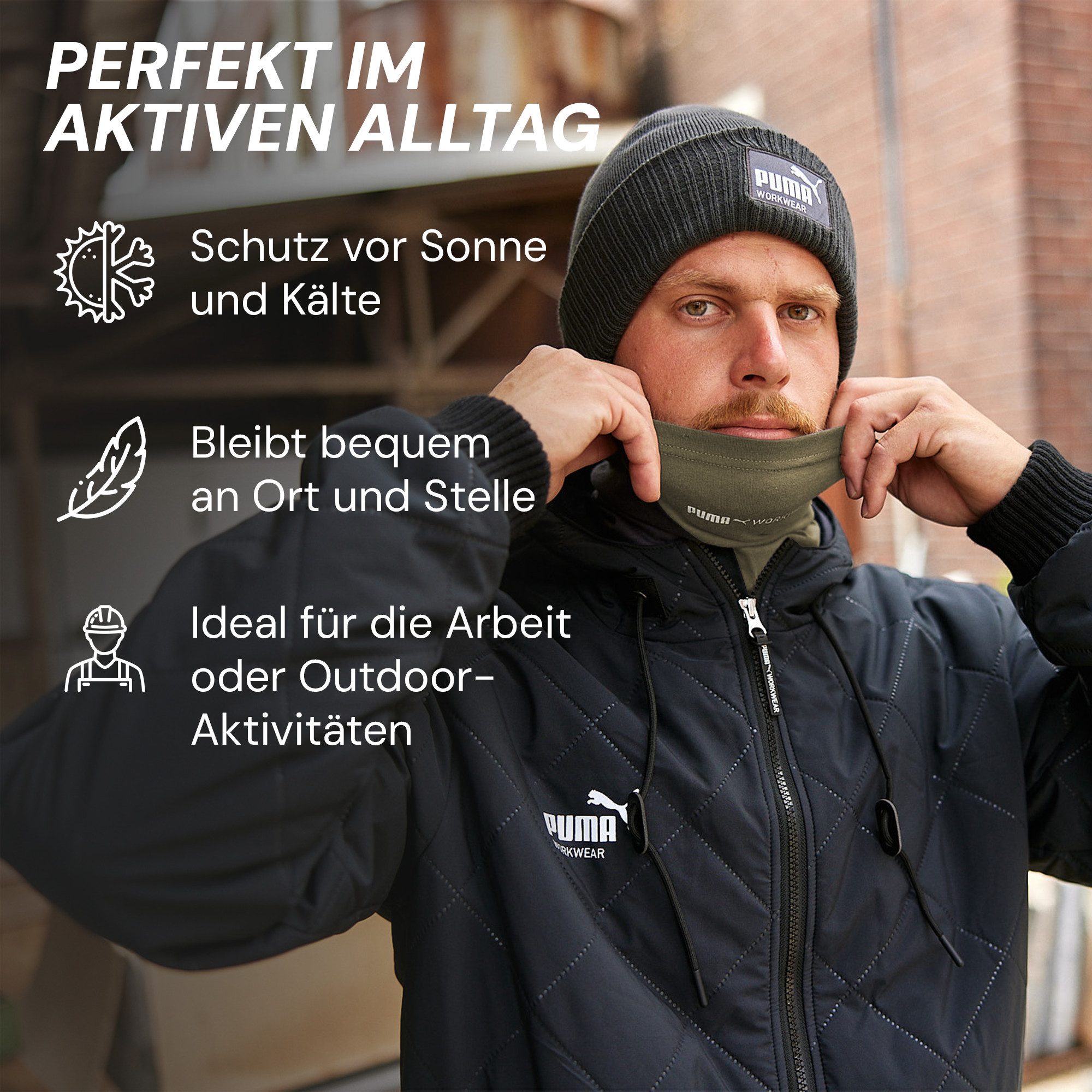 PUMA Workwear Multifunktionstuch - Schlauchschal, Halswärmer - Winddicht - Ideal für die Outdoor Arbeit, Schutz vor UV, Insekten, Wind, Staub und verhindert Brillenbeschlagen