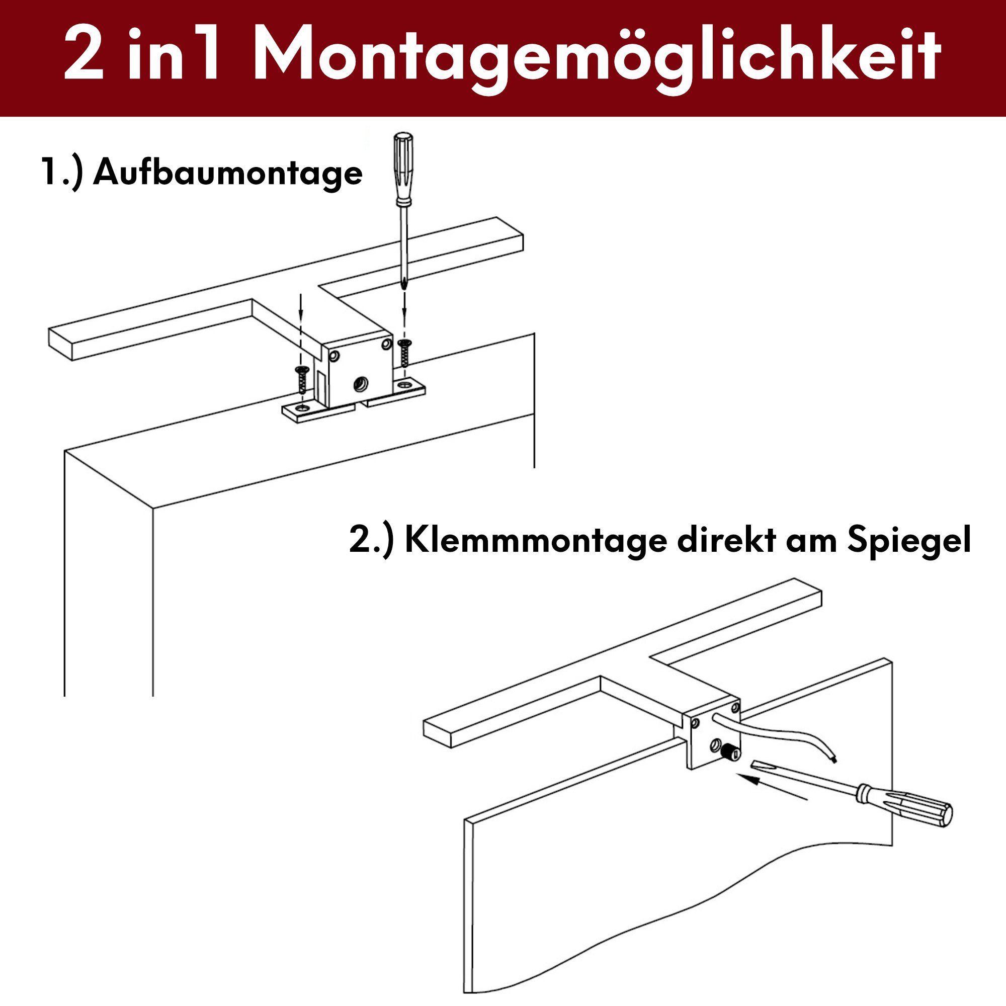 warmweiß Spiegellampe Badlampe Aufbauleuchte, kalb Schranklampe warmweiss, Spiegelleuchte LED Badleuchte