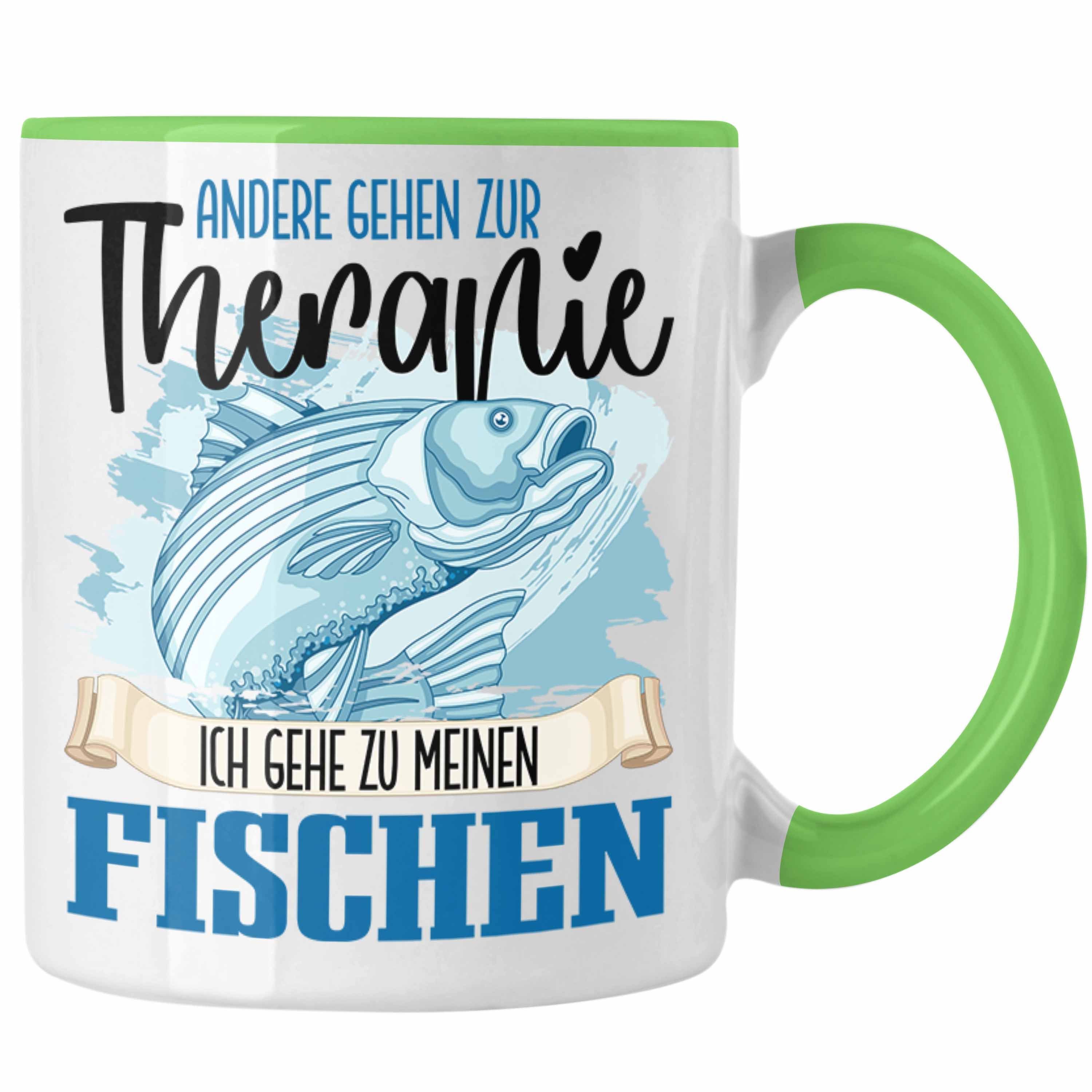 Trendation Tasse Trendation - Angler Tasse Geschenk für Fisch Besitzer Therapie Lustige Grün