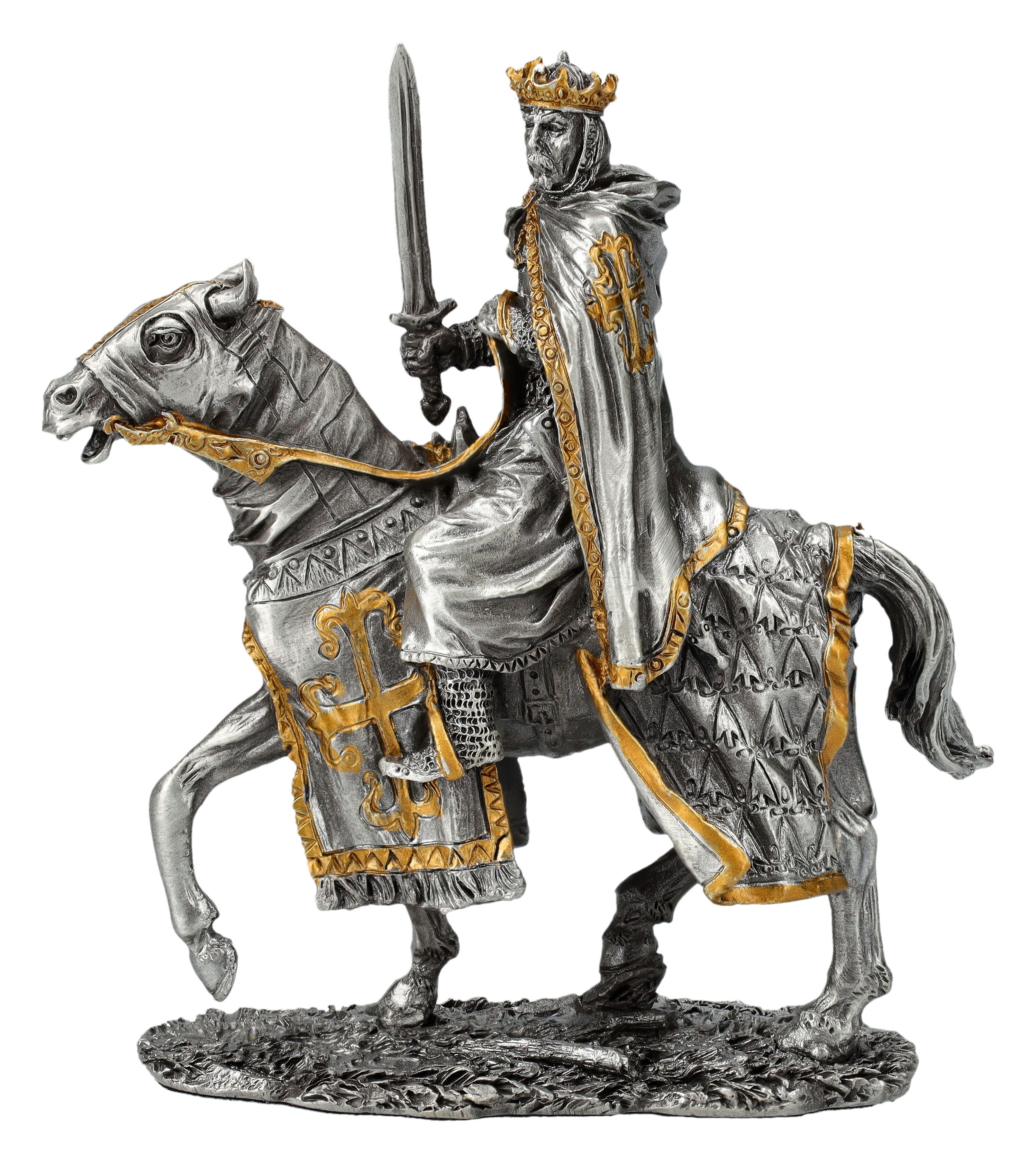 Figuren Shop GmbH Dekofigur Zinnfigur - König auf Pferd - Veronese - Ritter Mittelalter Dekofigur