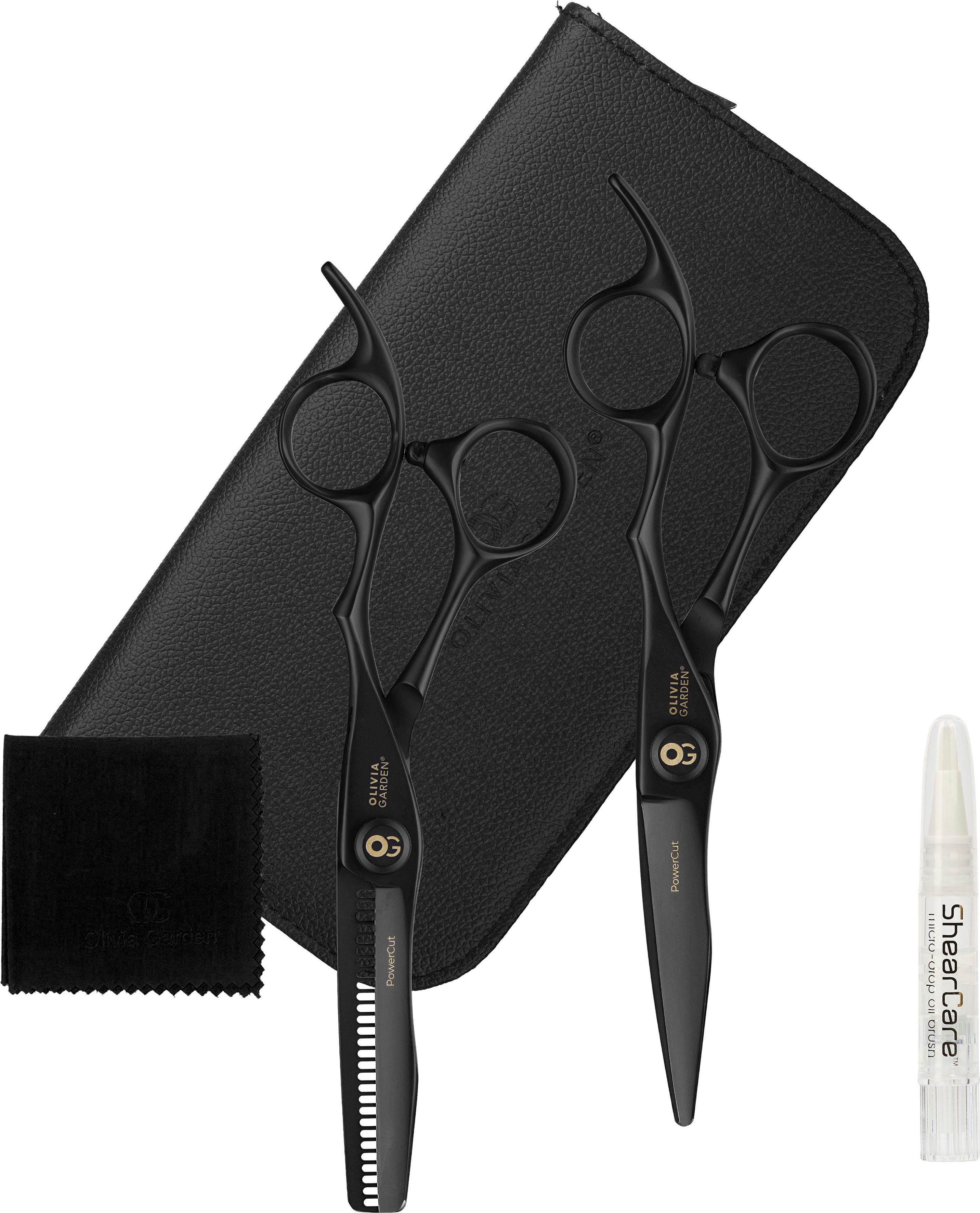 Haarschere Zoll, 2-tlg), und PowerCut Matt (Set, 5,5 Black OLIVIA Modellierschere GARDEN Haarschere