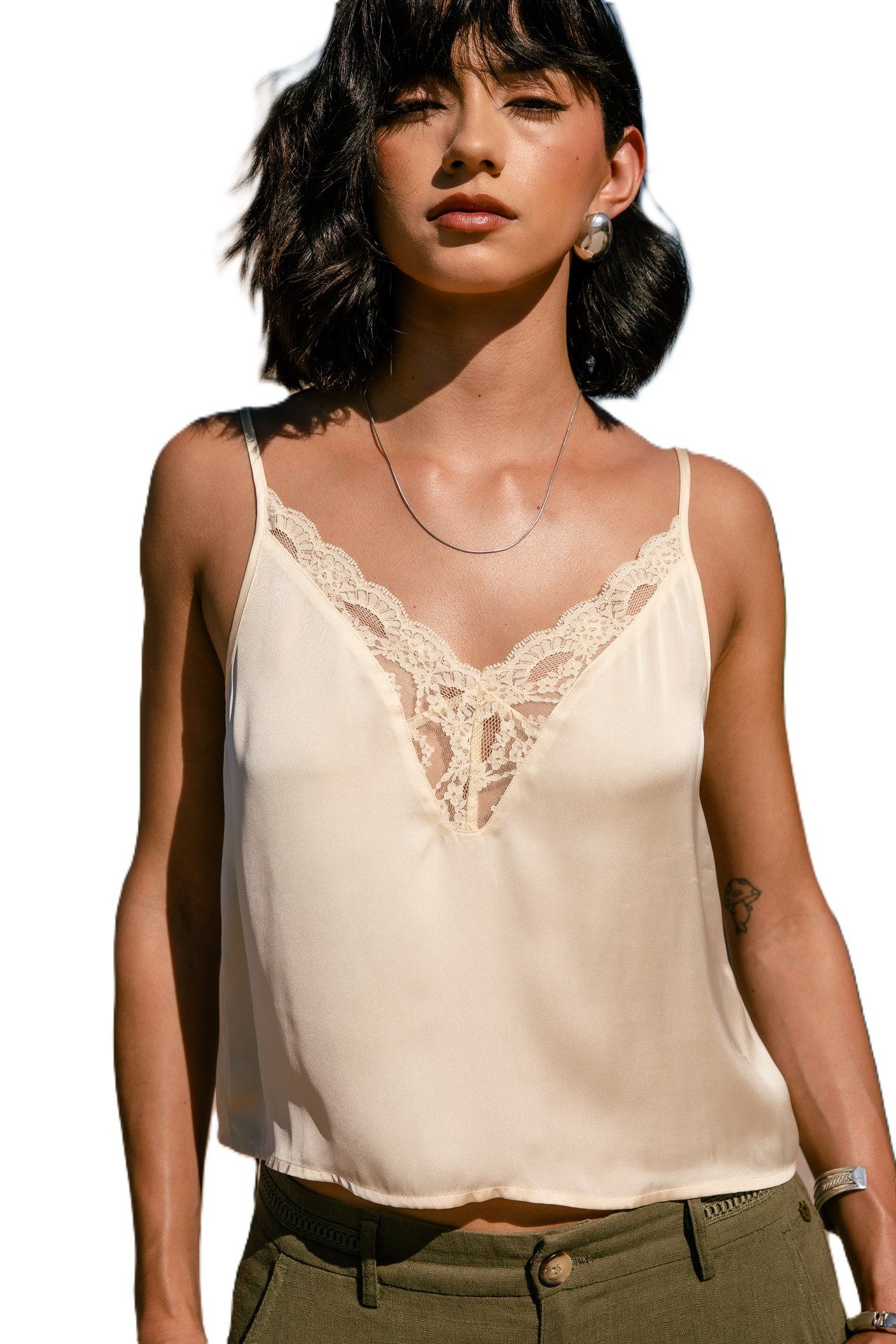 Freeman T. Porter Shirttop Ilay Lace Damen Top - Tanktop - Trägertop Spitze - Blusentop Damen